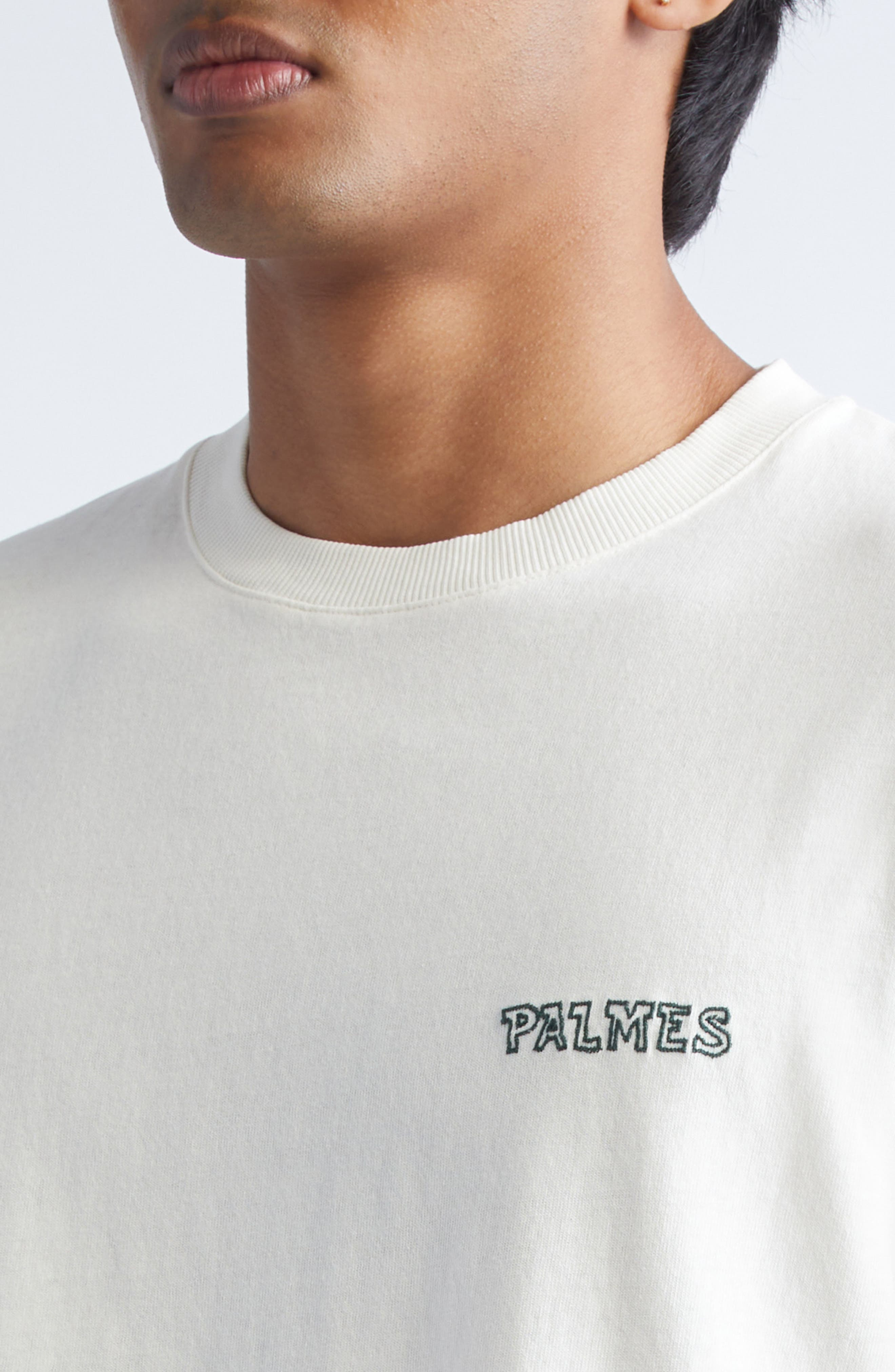 PALMES Logo Embroidered Cotton T-Shirt in Broken White at Nordstrom - 4