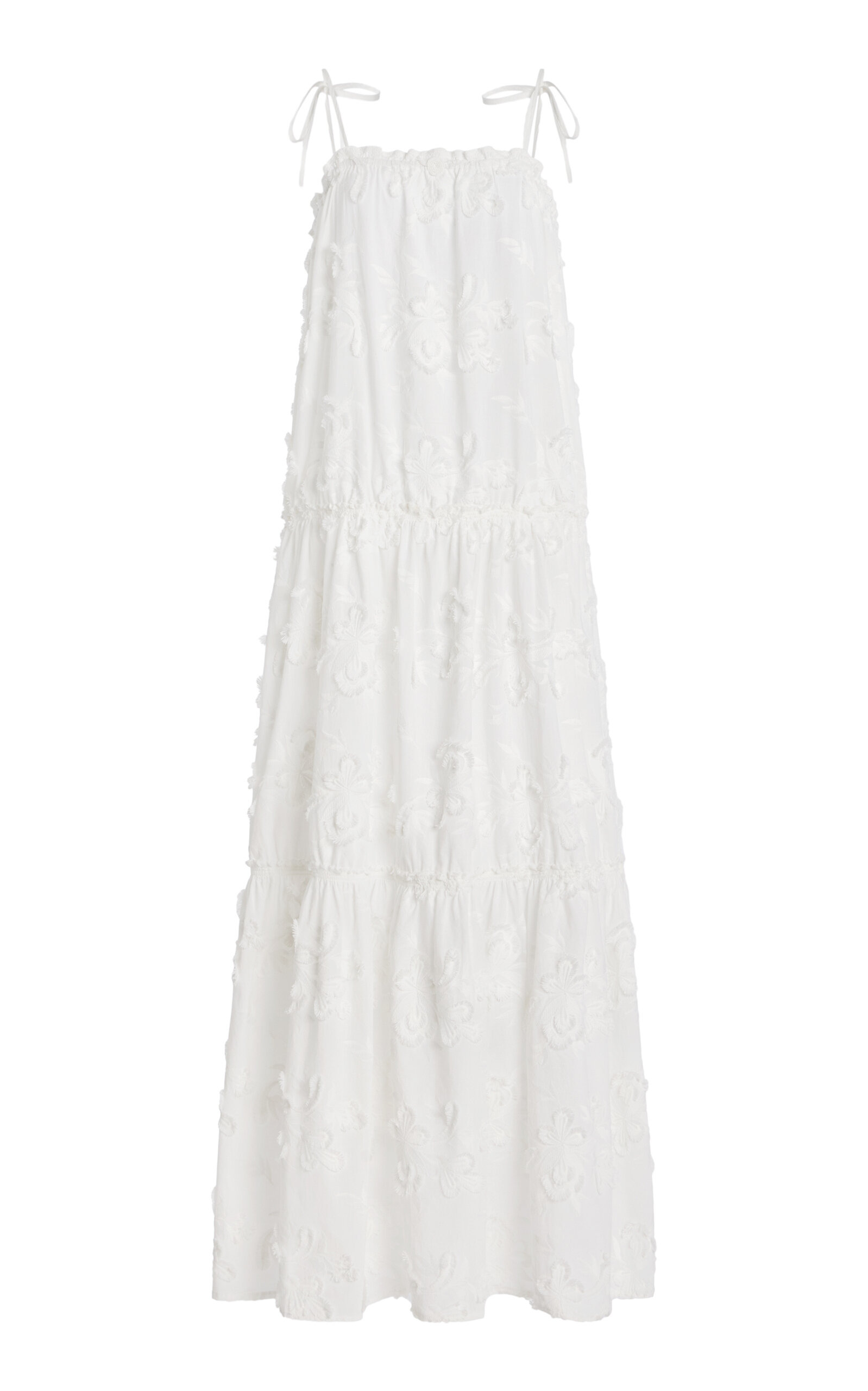 Jewell Embroidered Organic Cotton Maxi Dress white - 1
