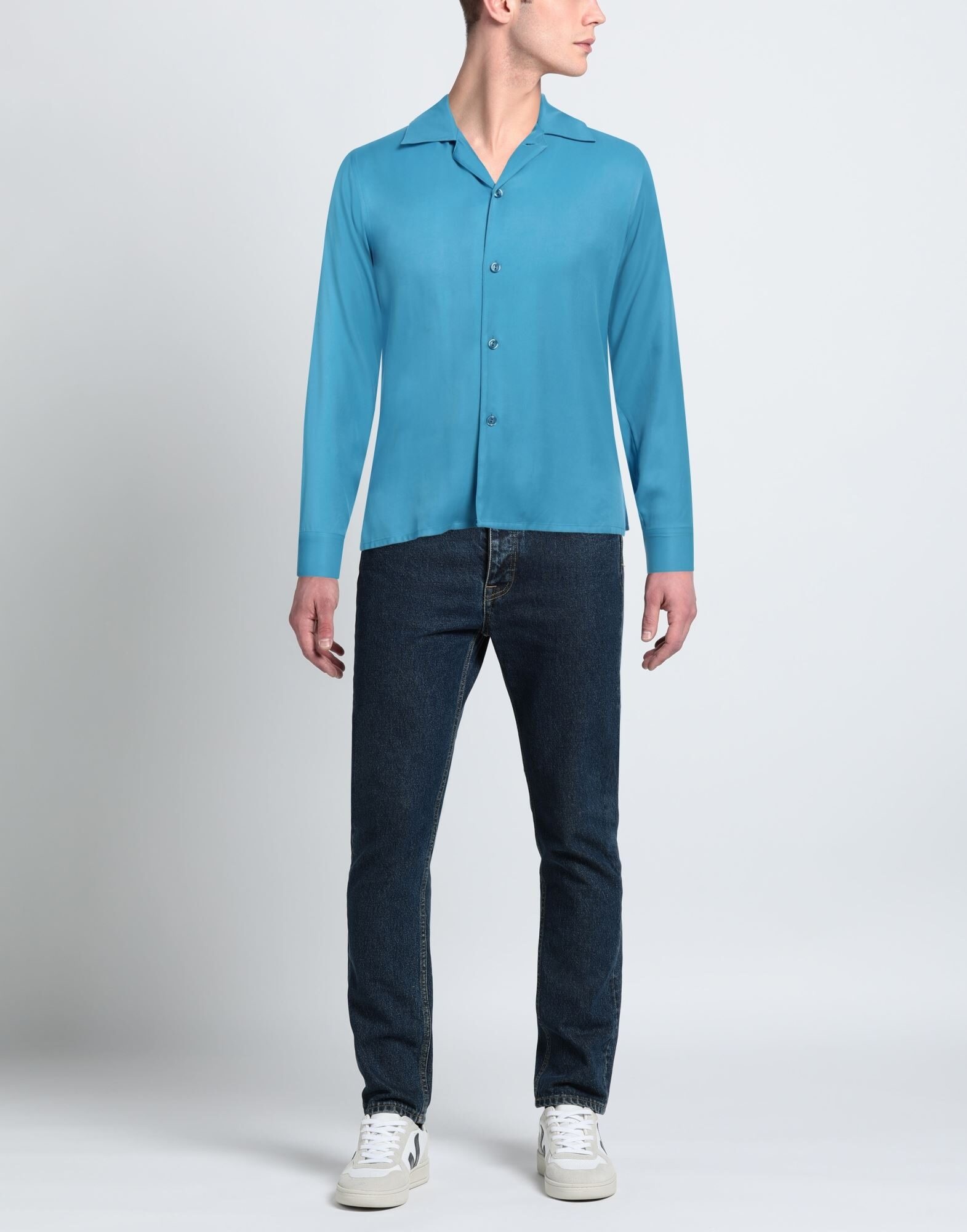 Azure Men's Solid Color Shirt - 2