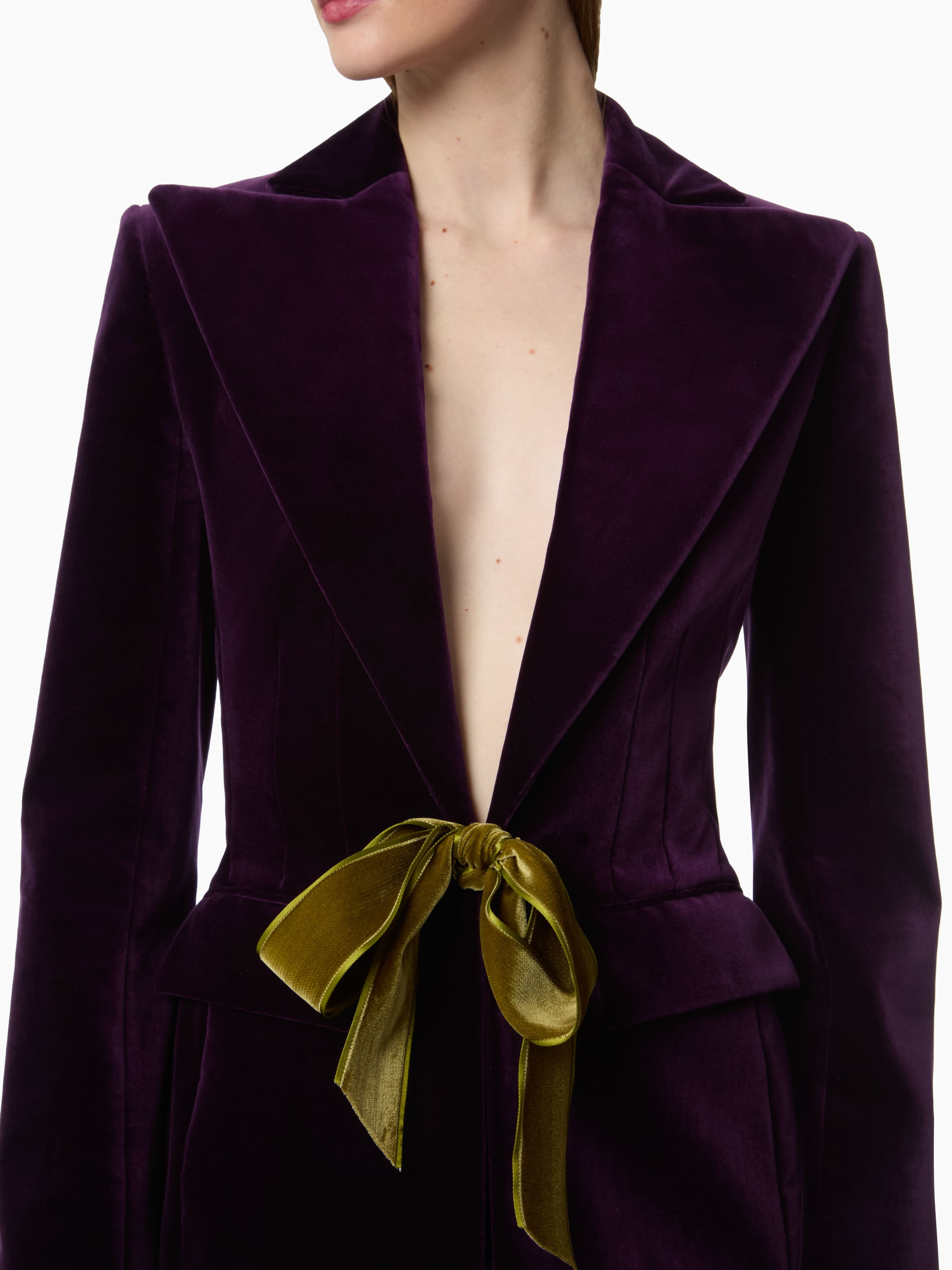 Purple Velvet Tailored Blazer - 3