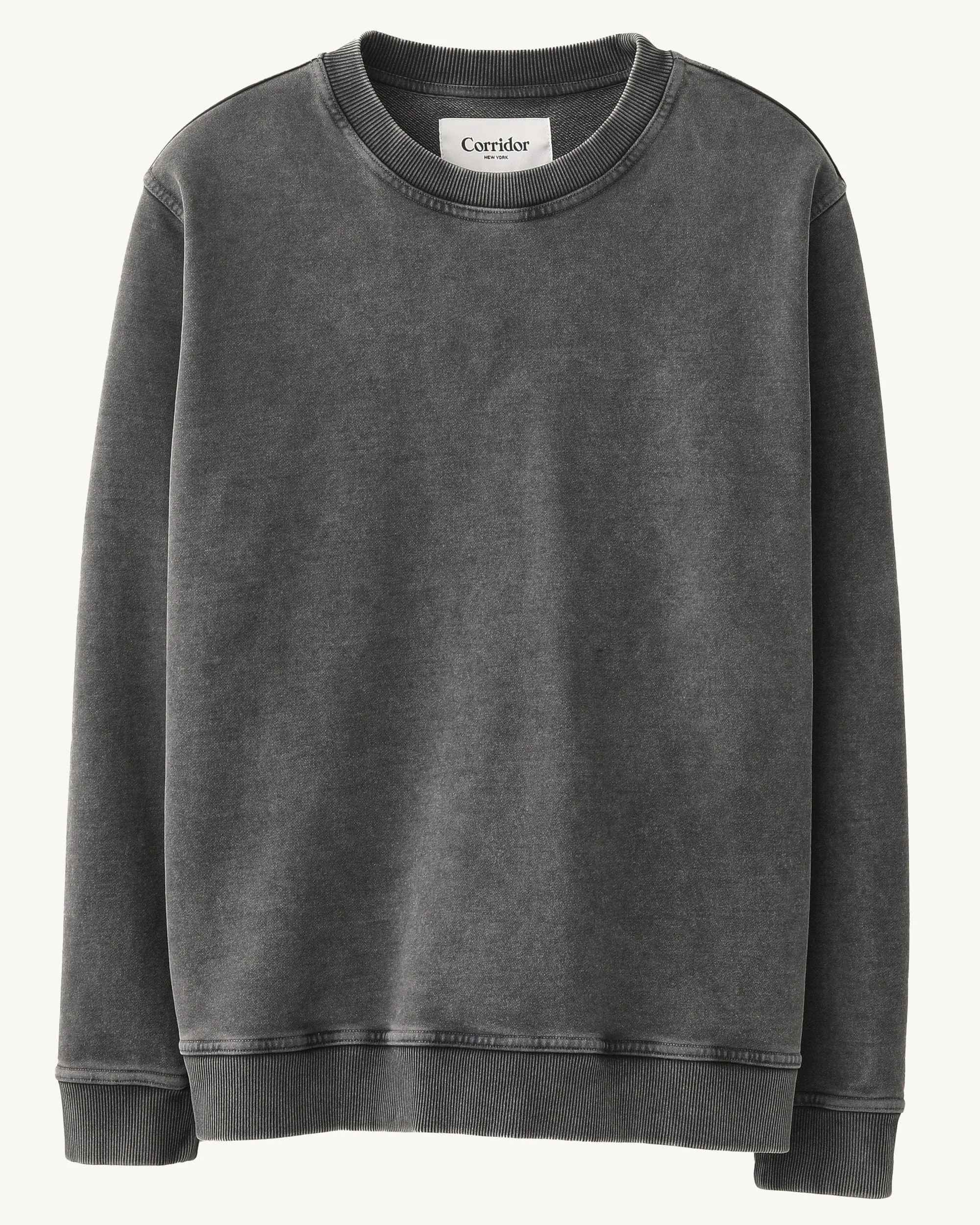 FRENCH TERRY CREWNECK - WASHED BLACK - 1