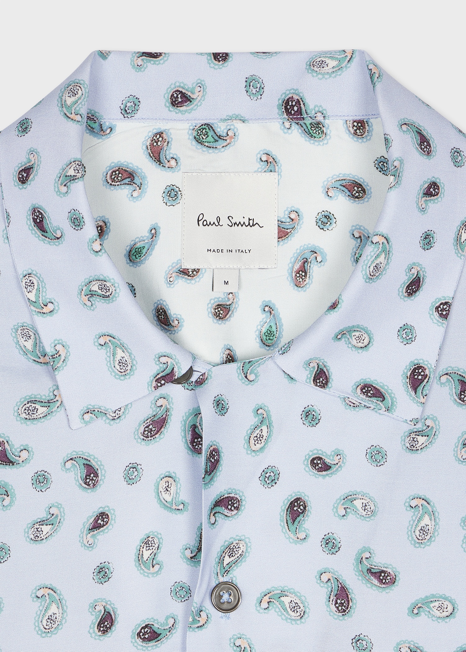 Sky Blue Paisley Print Short-Sleeve Shirt - 3