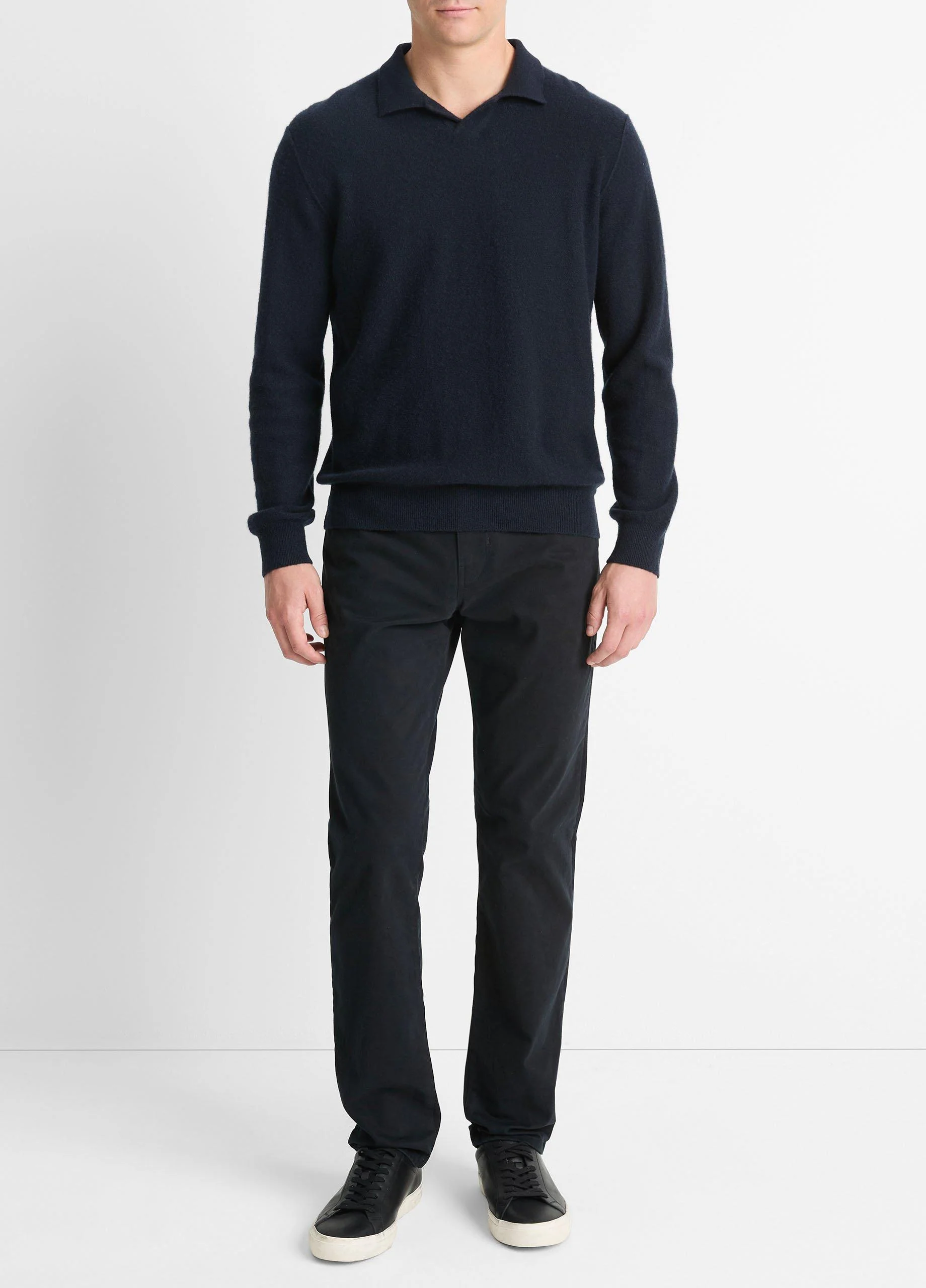Plush Cashmere Johnny-Collar Polo - 1