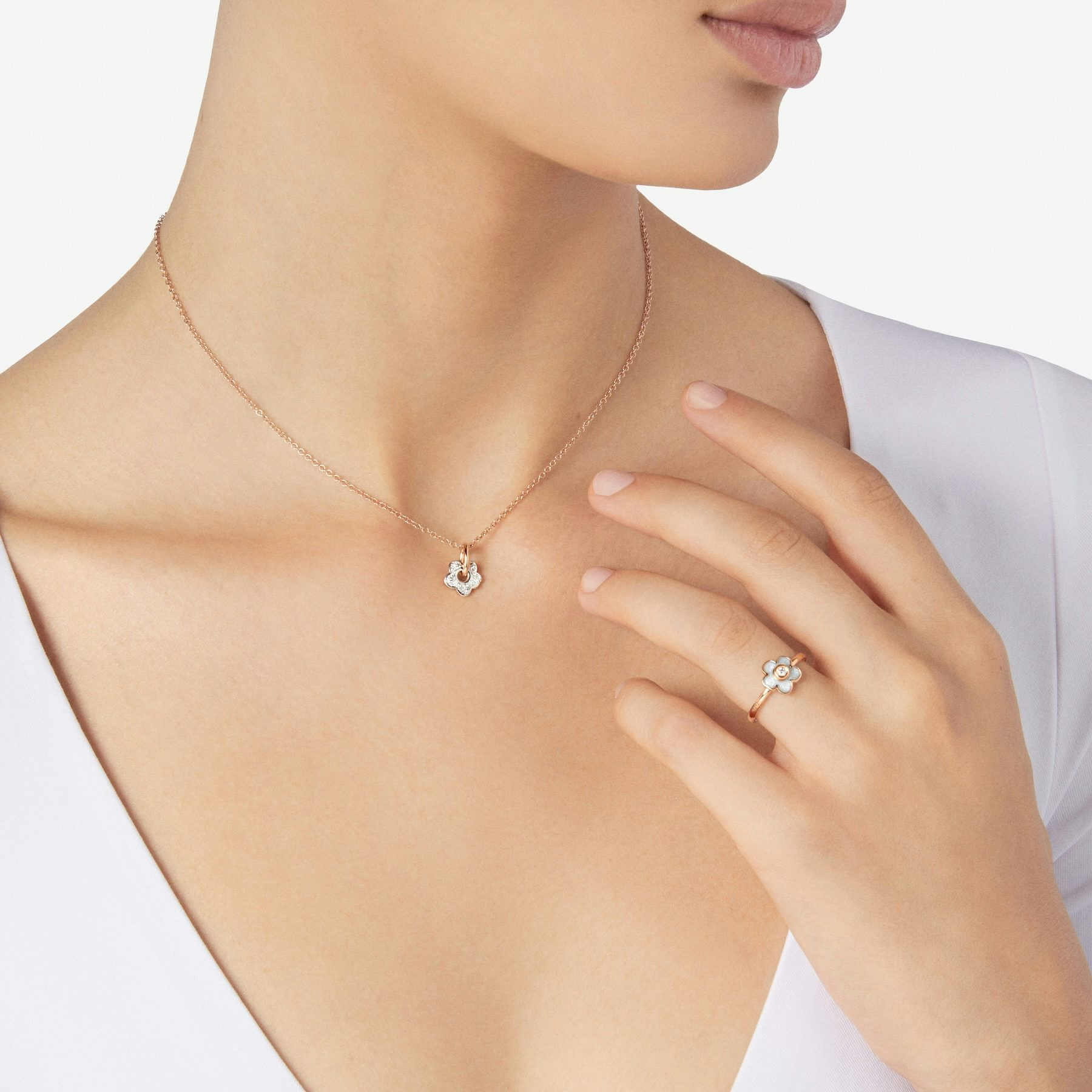 ROSE GOLD & WHITE DIAMOND FLOWER CHARM - 4