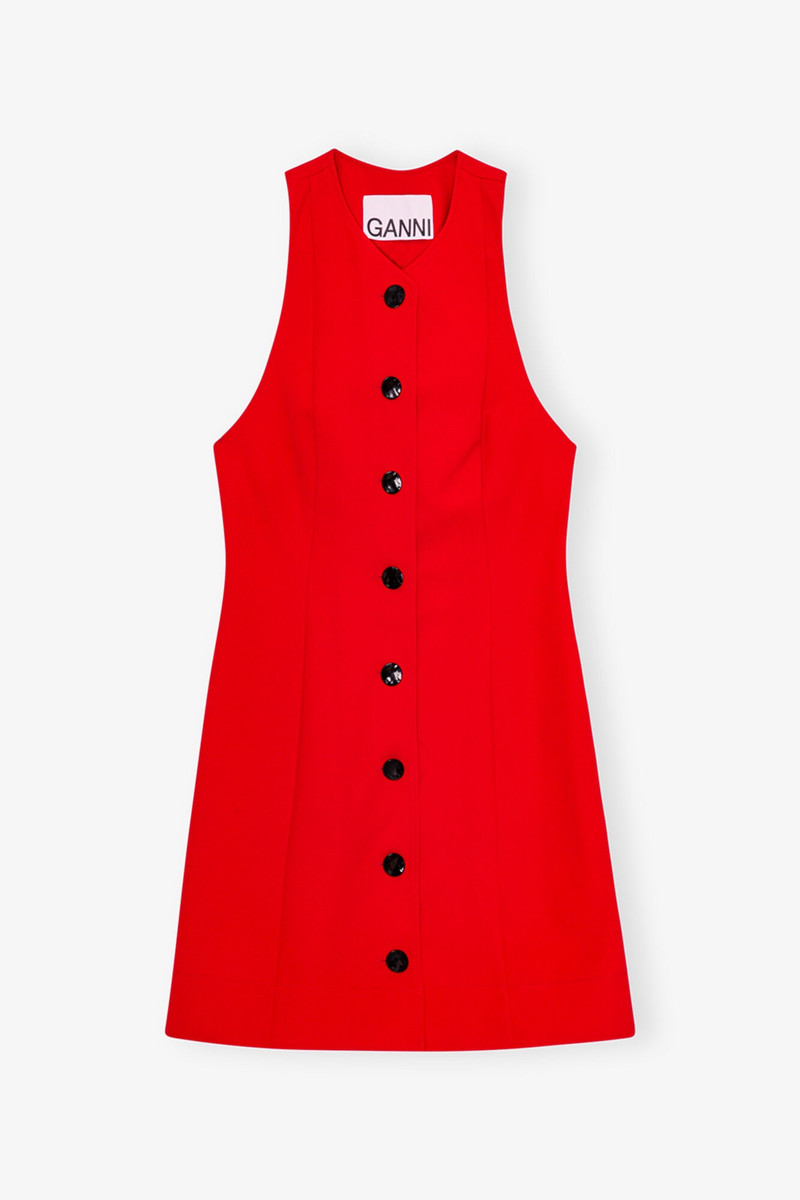 RED TWILL SUITING MINI DRESS 1