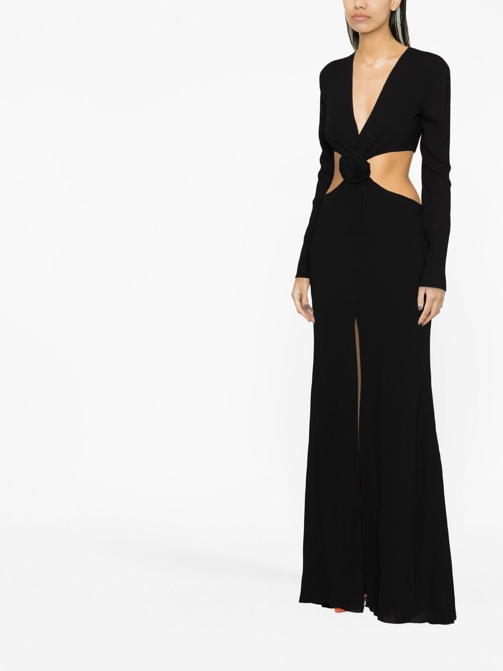 cut-out V-neck dress - 3
