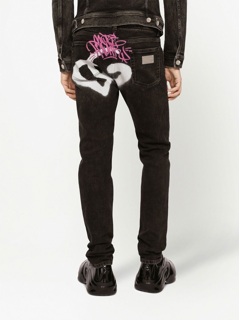 graffiti-print logo jeans - 4