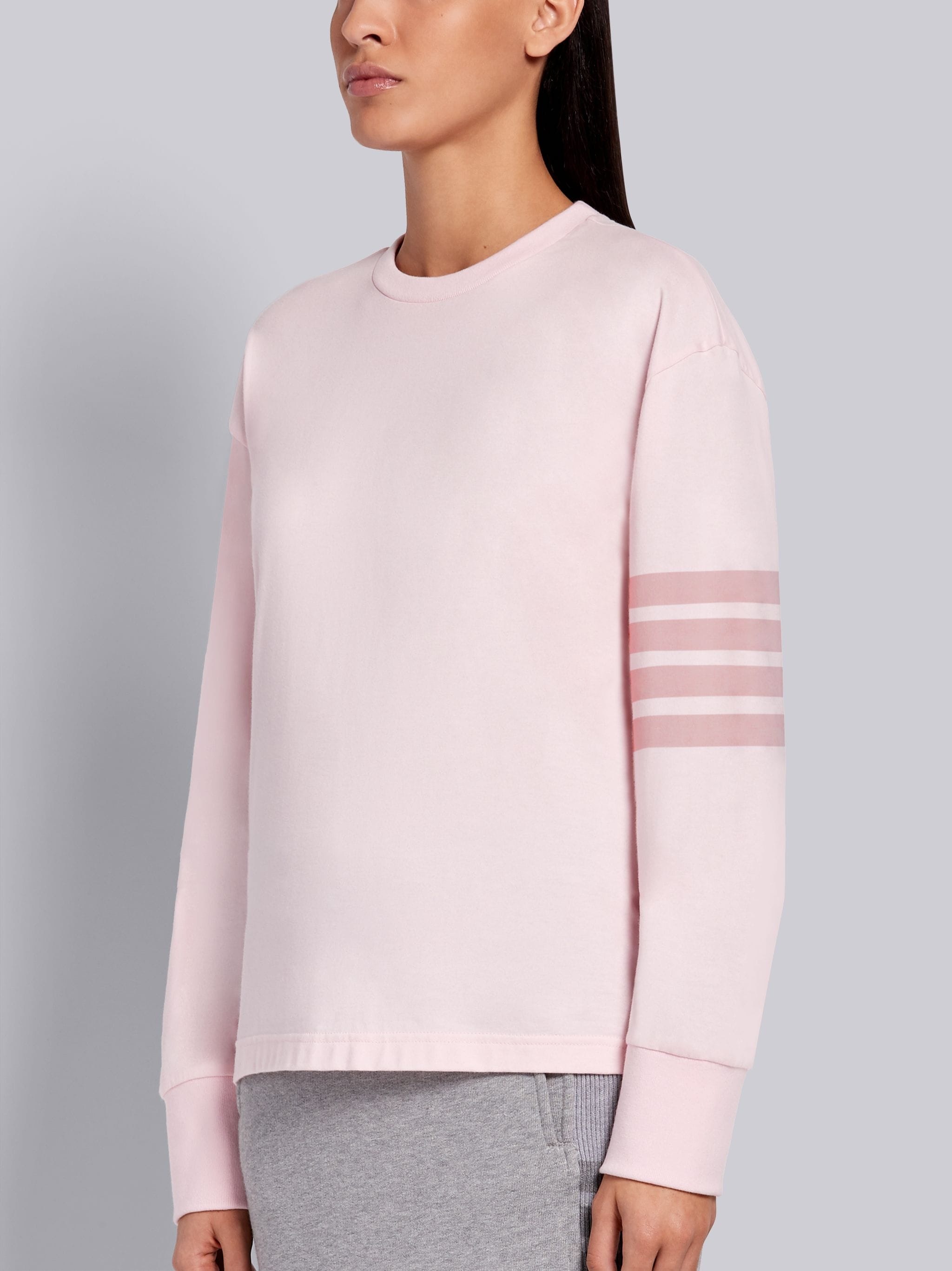 Light Pink Cotton Jersey Long Sleeve Tonal 4-Bar Rugby T-shirt - 2