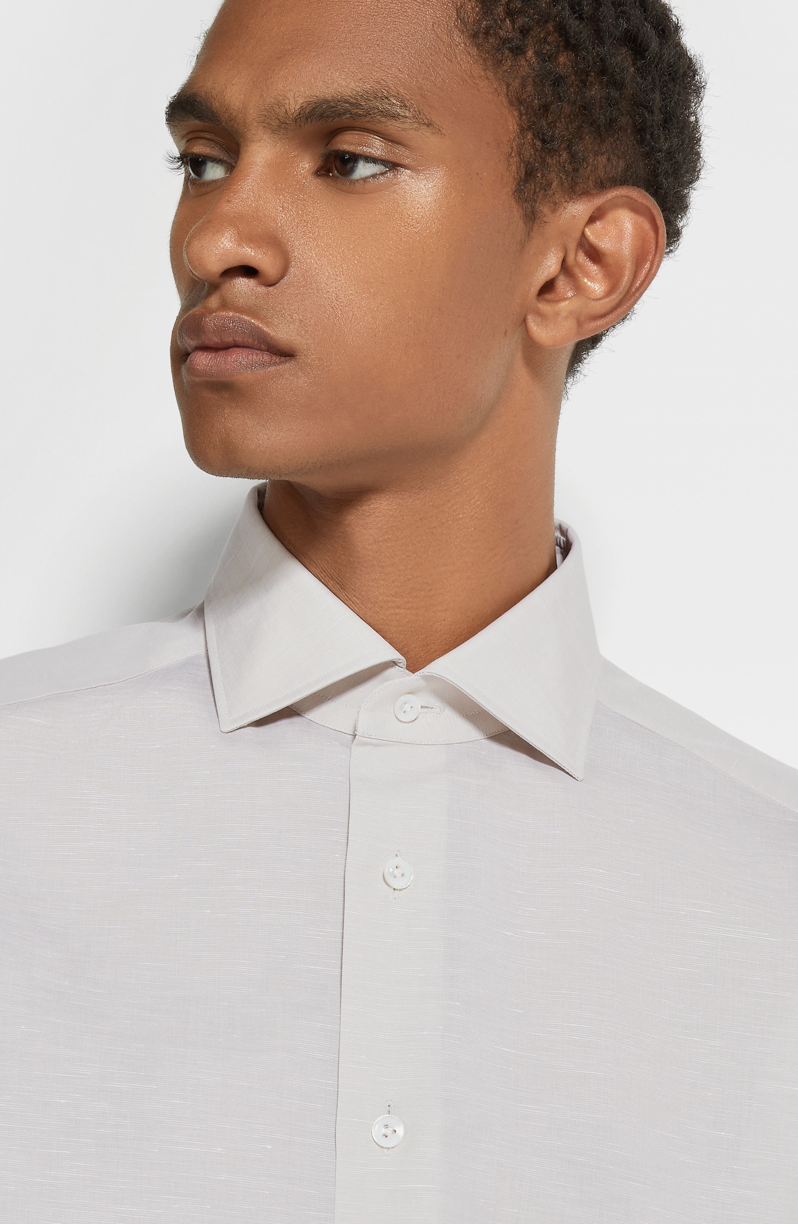 Couture Cotton & Linen Button-Up Shirt - 3