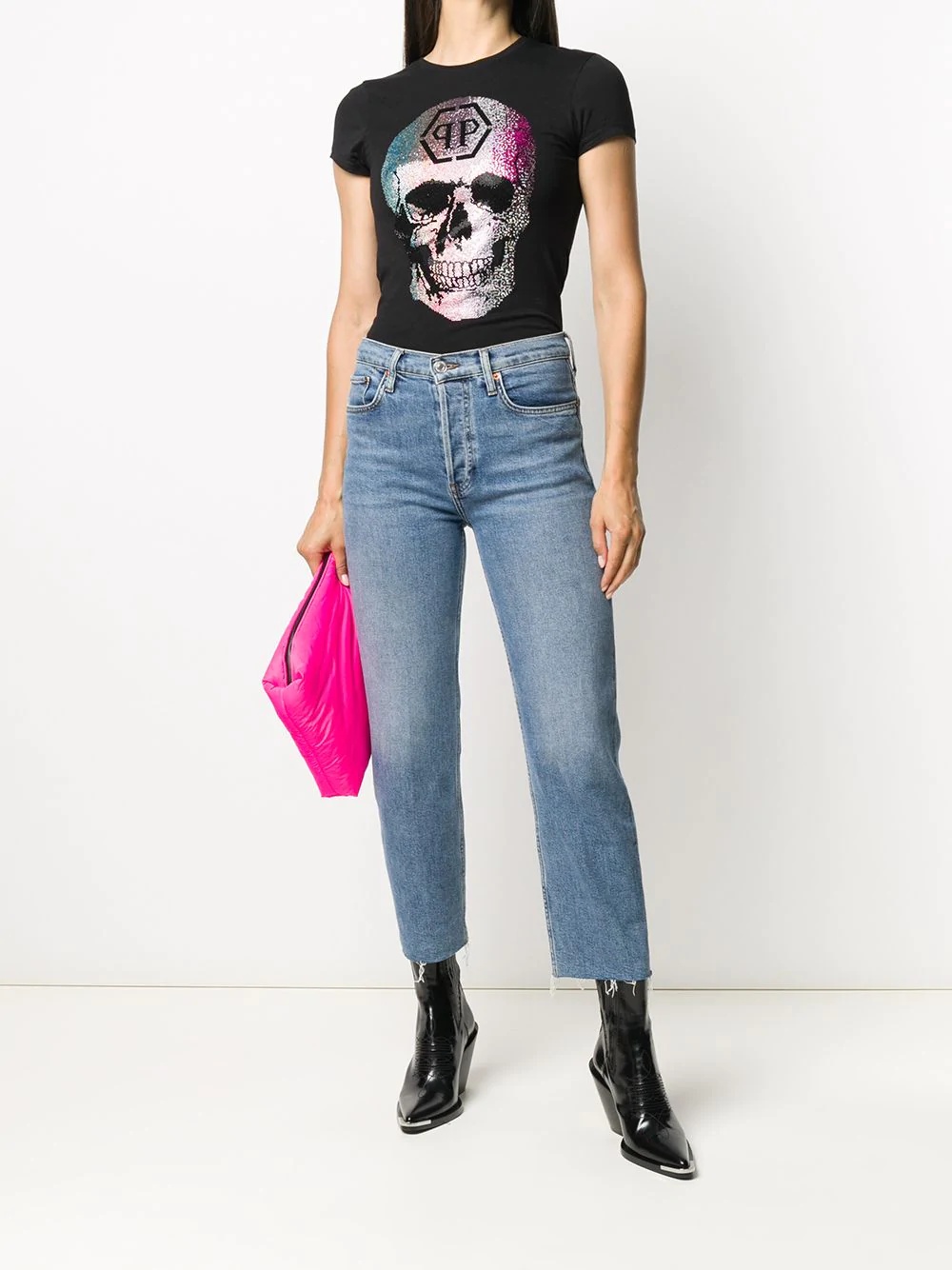 ombre skull print T-shirt - 2