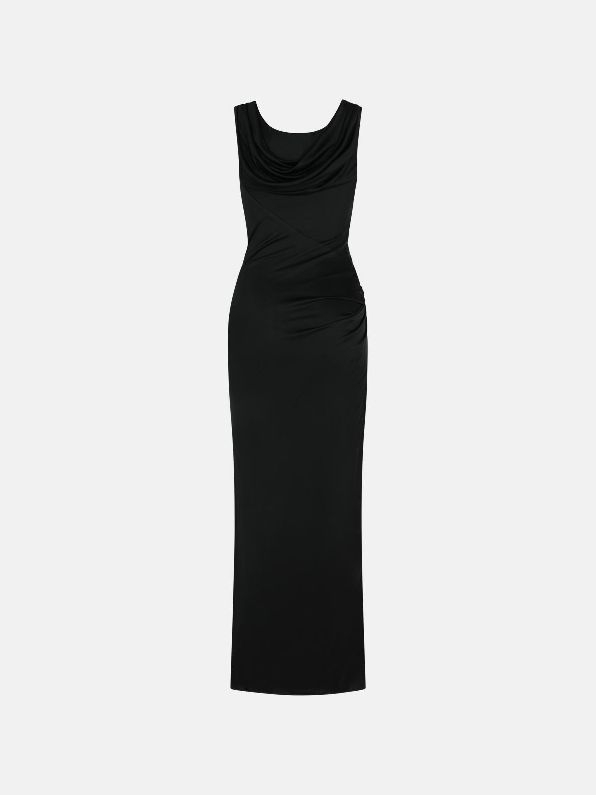 BLACK VISCOSE DRESS - 3