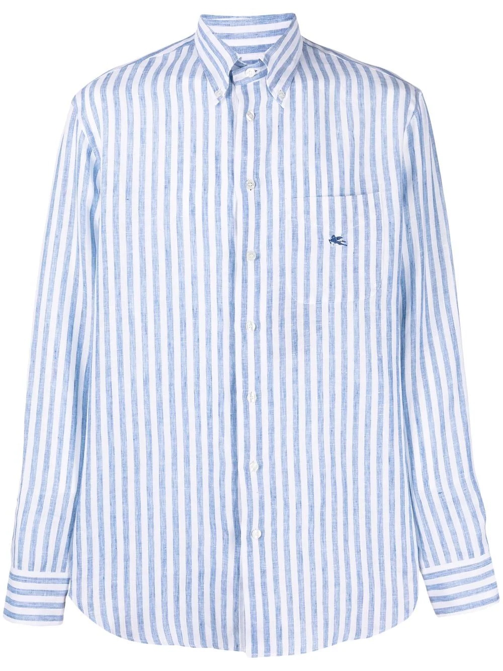 button-down stripe-print linen shirt - 1