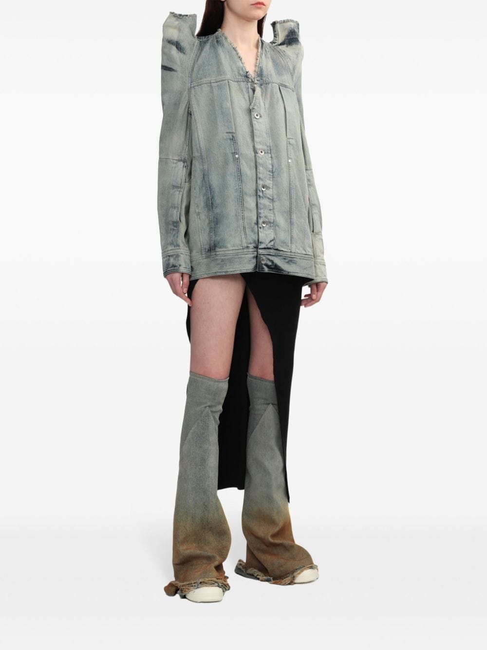 two-tone denim boots - 7