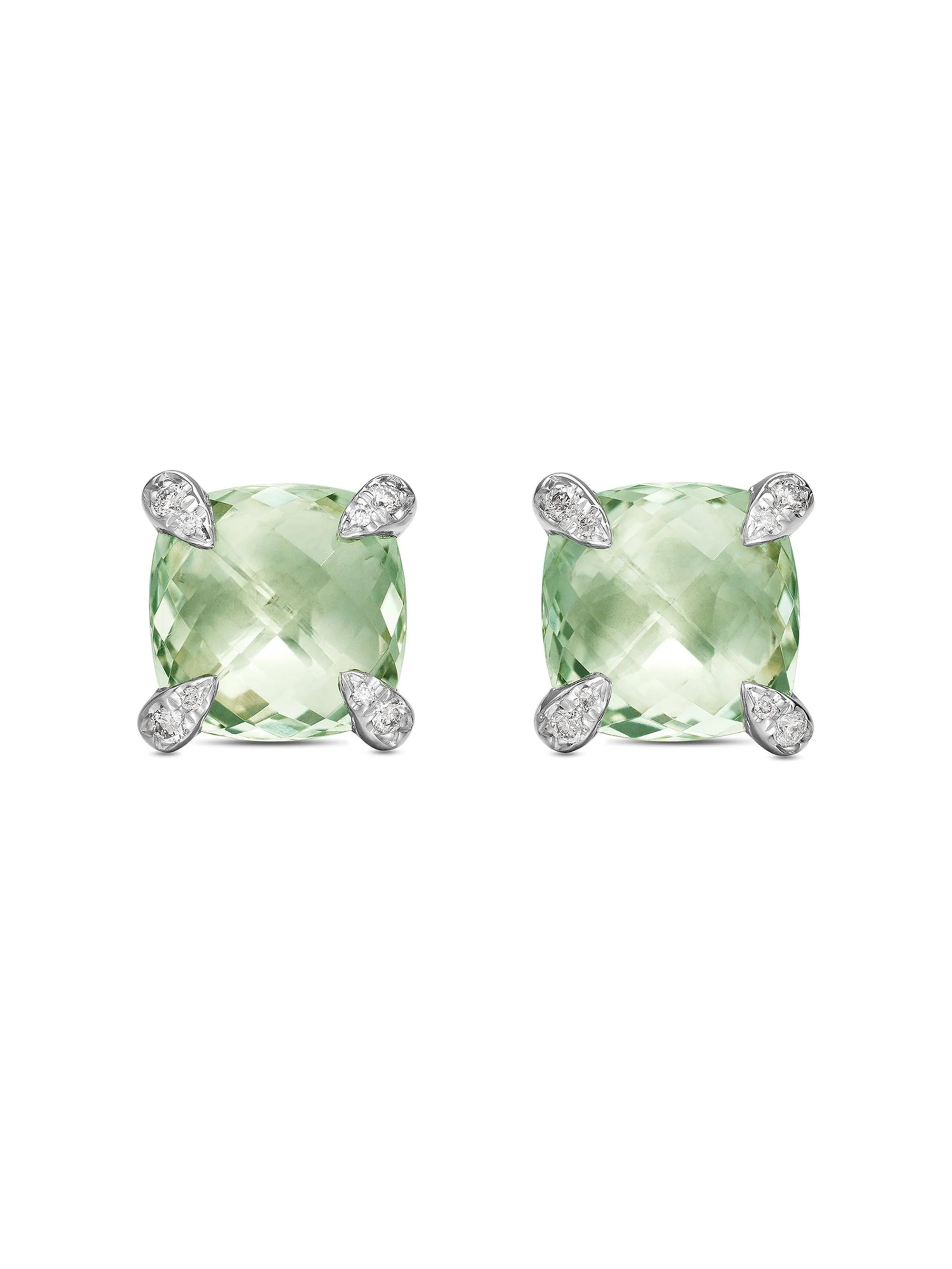 Women's Chatelaine Stud Earrings in Sterling Silver - Prasiolite - 1