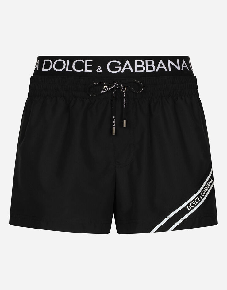 Short swim trunks with branded band - 1