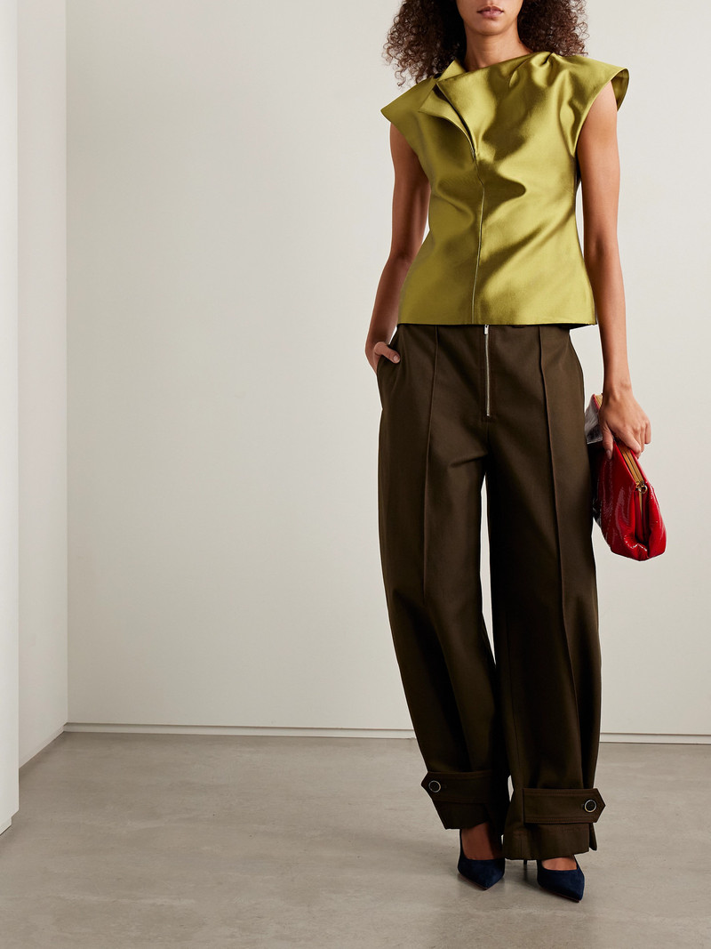 CHRISTOPHER JOHN ROGERS Peel Draped Silk And Wool-blend Satin Top outlook