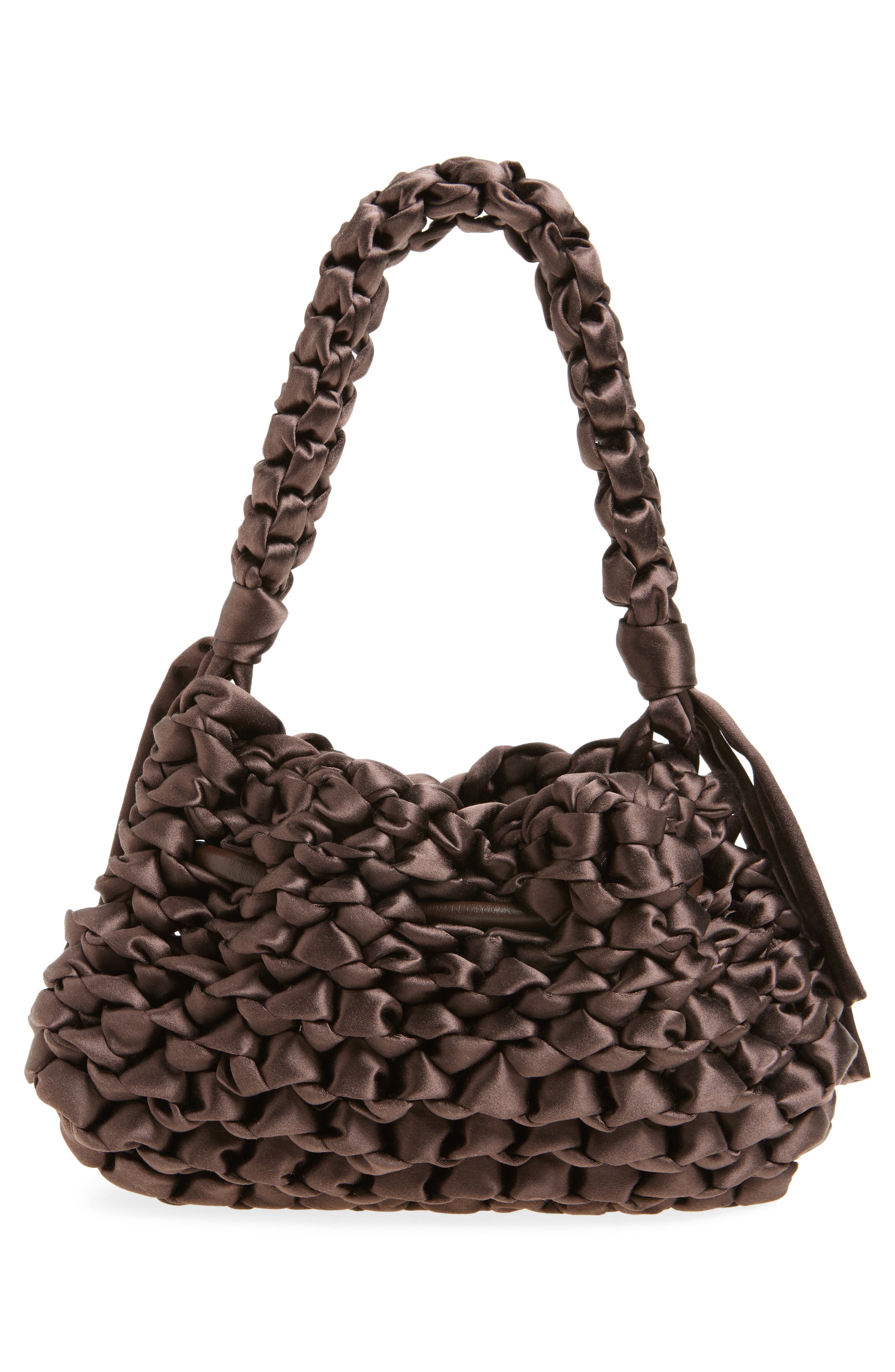 Jimmy Choo Small Cinch Satin Bucket Bag in Cofee/Antique Silver at Nordstrom - 3