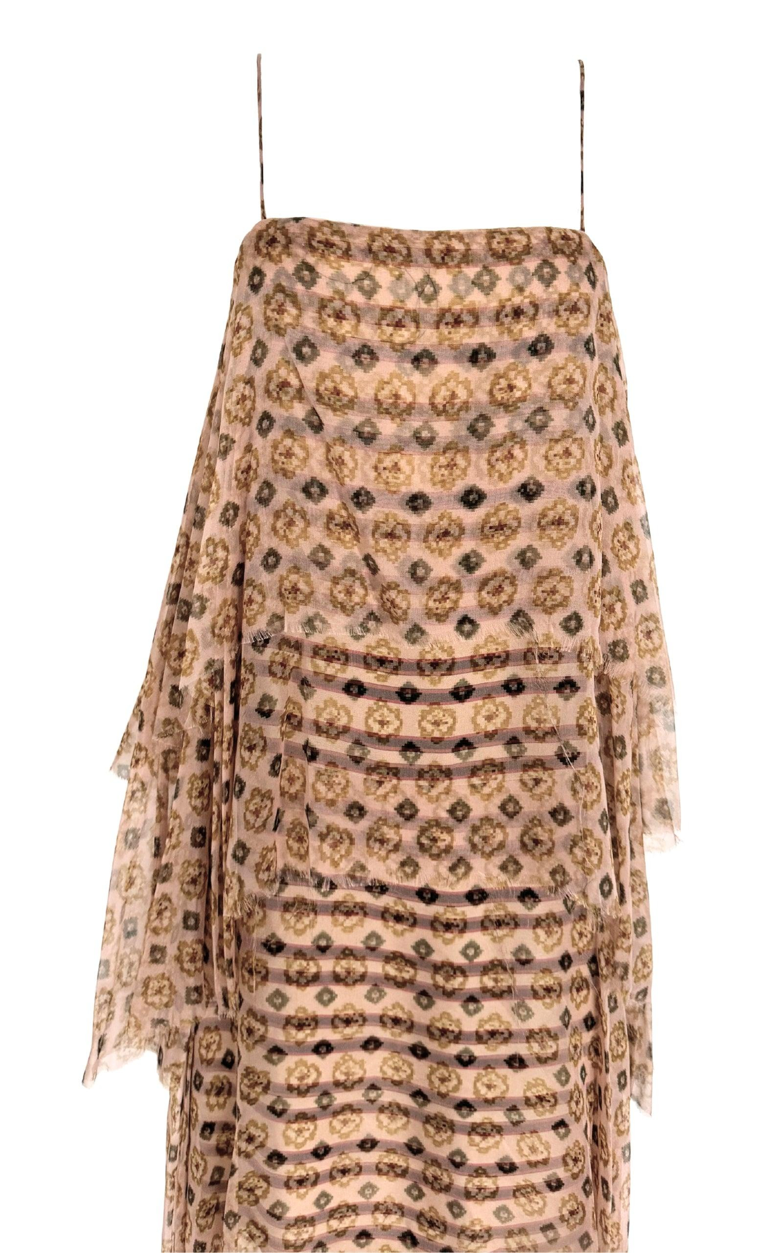 Tiered Chiffon Slip Silk Dress - 10