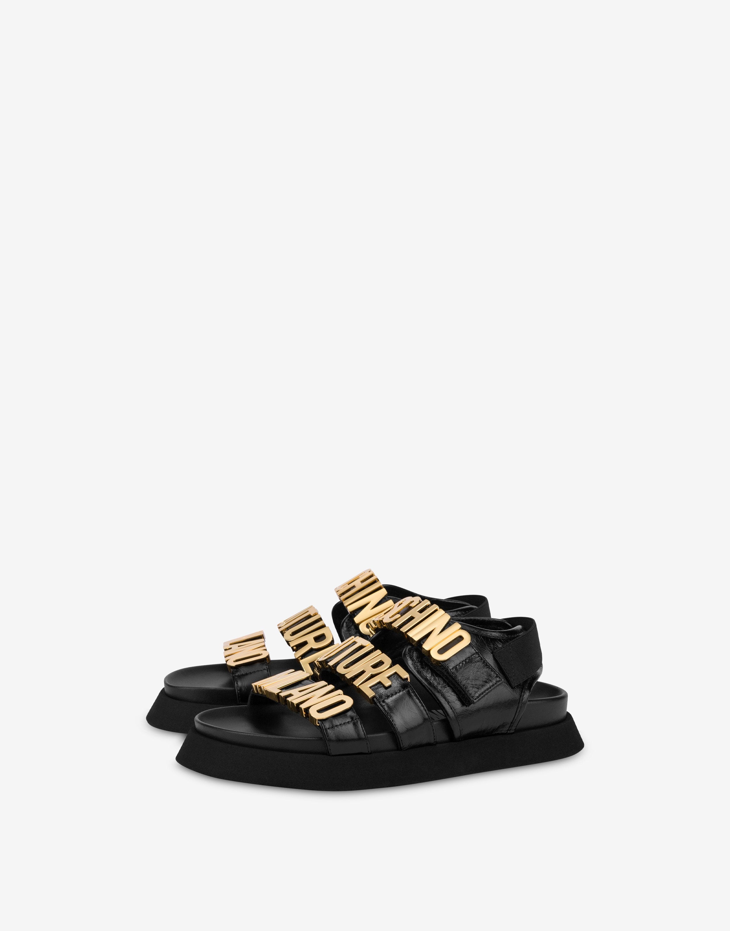 Moschino CALFSKIN MOSCHINO COUTURE MILANO SANDALS | REVERSIBLE