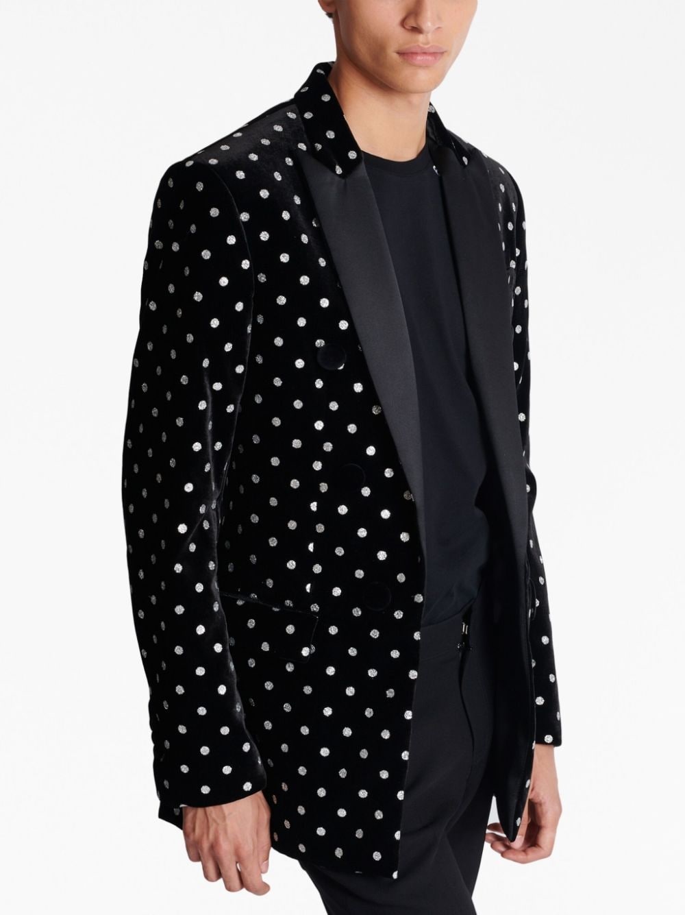 glitter dot single-breasted blazer - 6