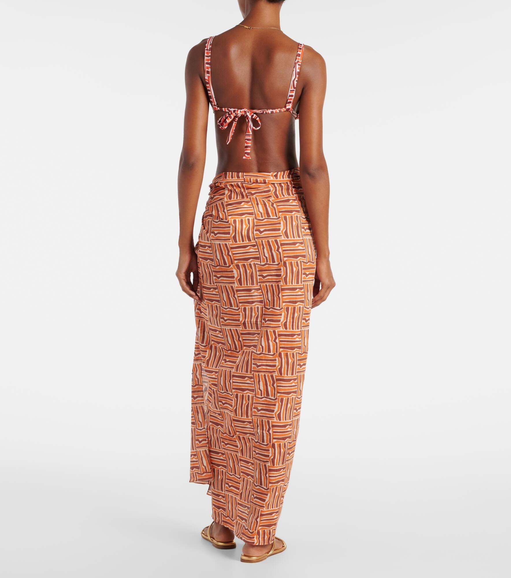 Zinnia printed cotton beach cover-up - 3