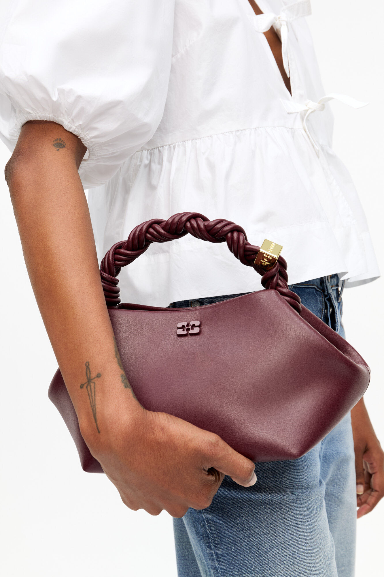 BURGUNDY SMALL GANNI BOU BAG - 9
