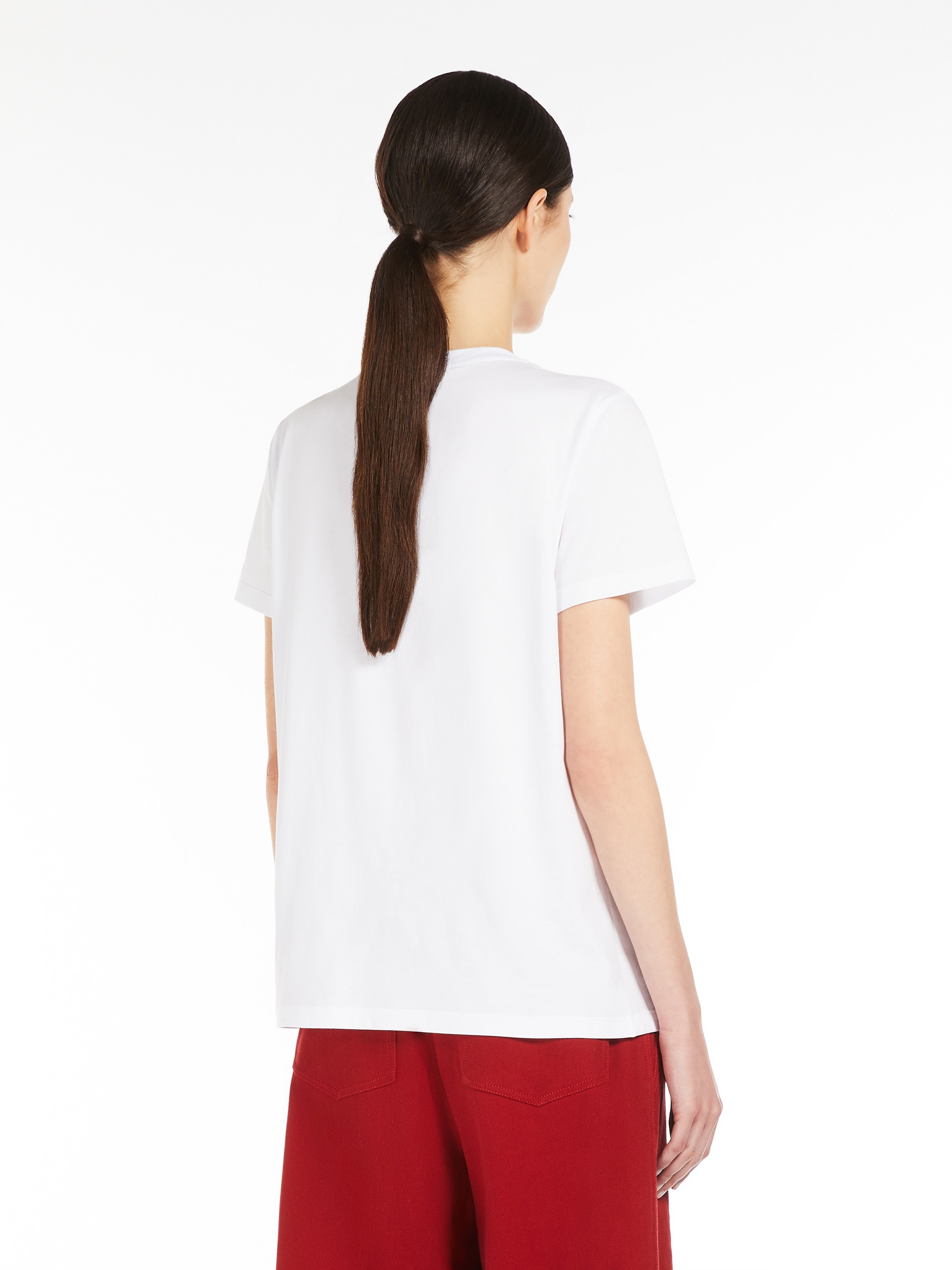 MAX MARA★W'S EMBROIDERY POCKET JERSEY T - NUNZIO 004 113675 Jersey T-shirt with embroidered pocket, white | 