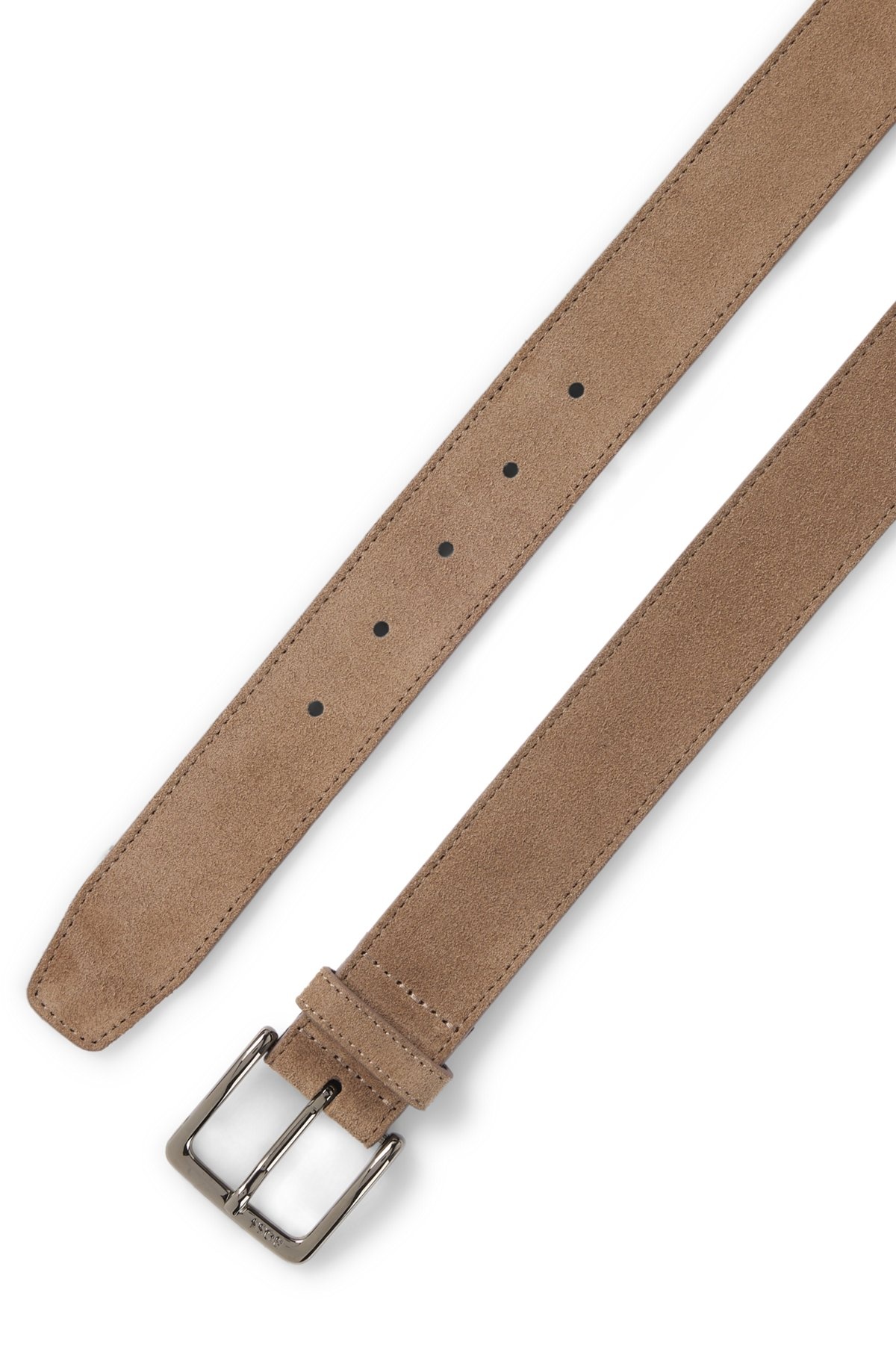 SUEDE BELT WITH LOGO-ENGRAVED GUNMETAL BUCKLE - 3