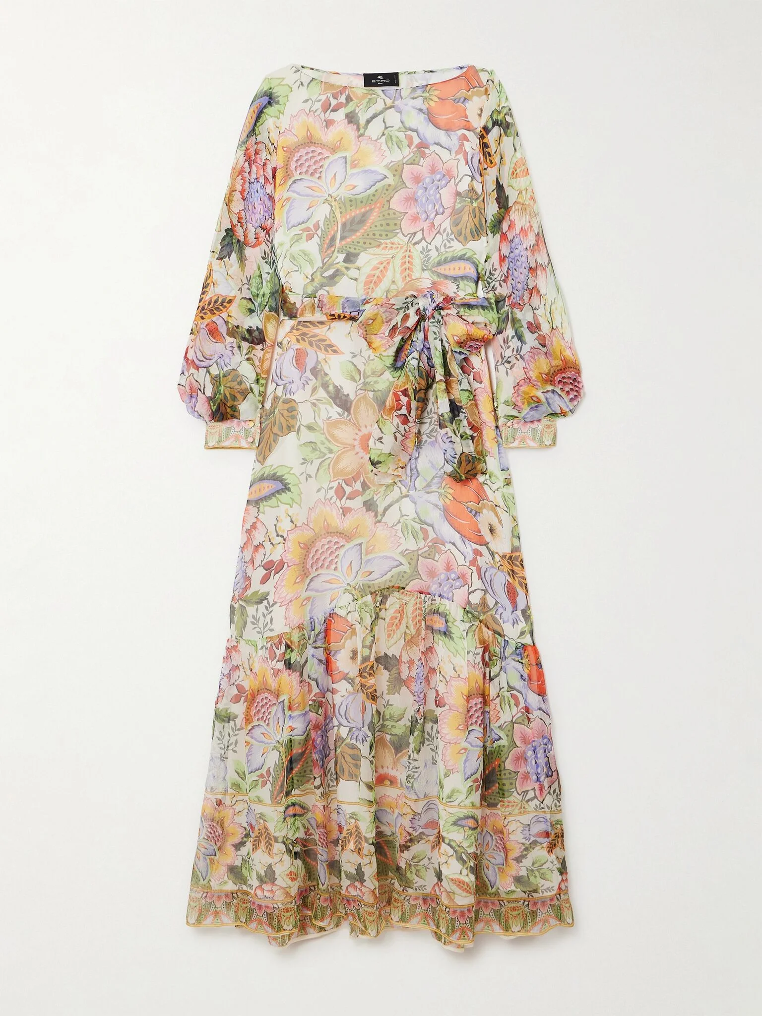 Belted floral-print silk-crepon maxi dress Multi - 1