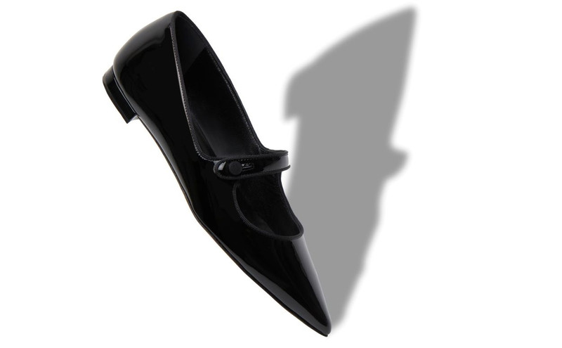 Manolo Blahnik Black Patent Leather Mary Jane Flat Pumps outlook