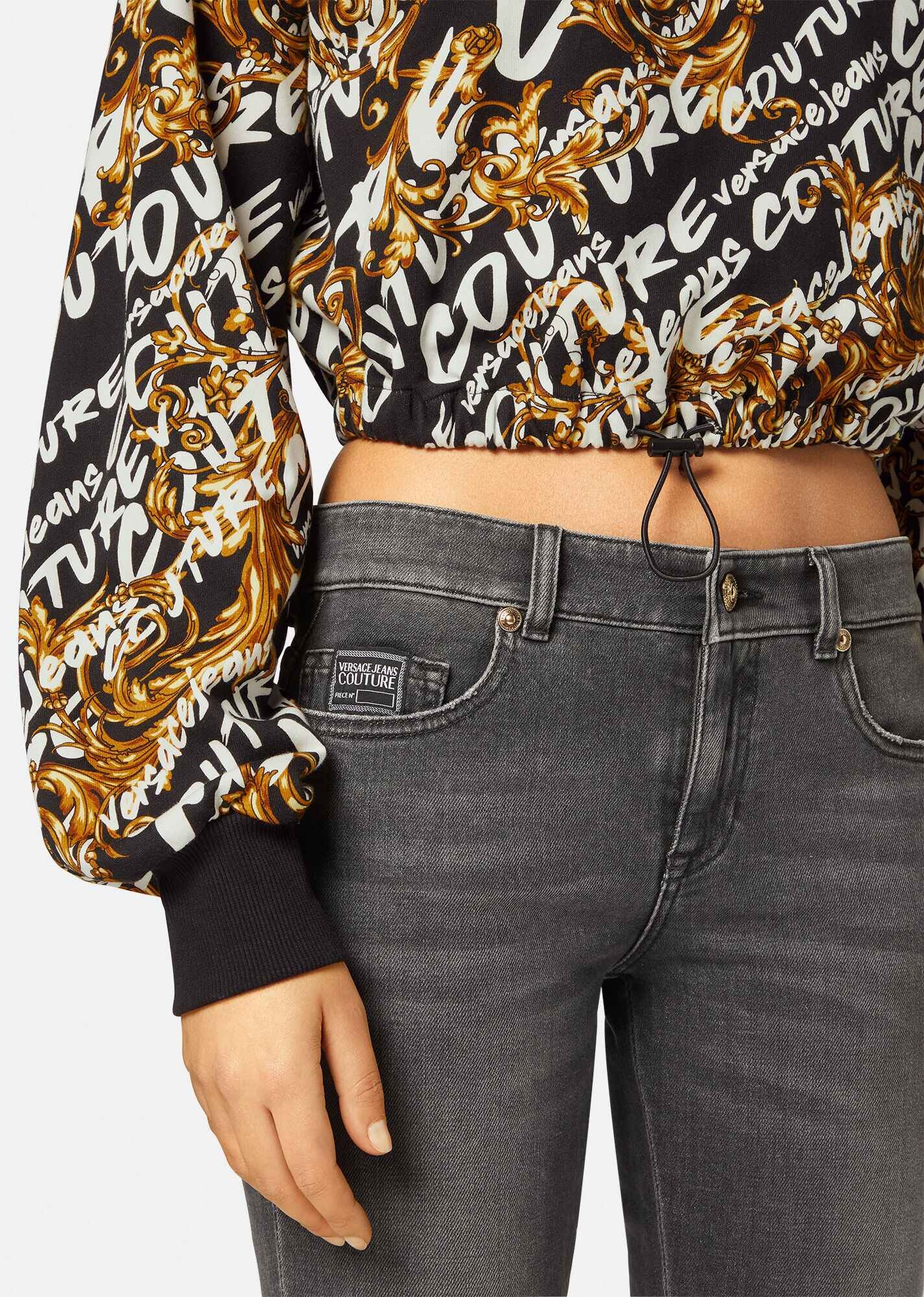Logo Brush Couture Crop Sweatshirt - 5