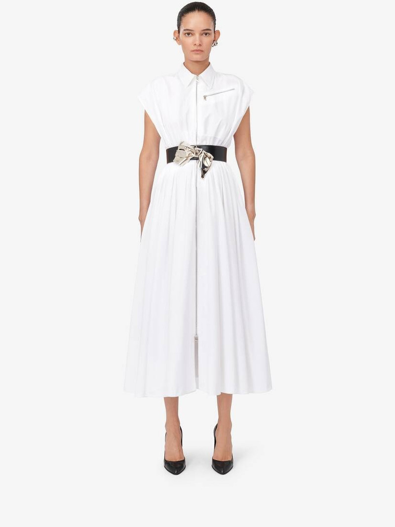 Women's Dropped Shoulder Shirt Dress in Optic White 1