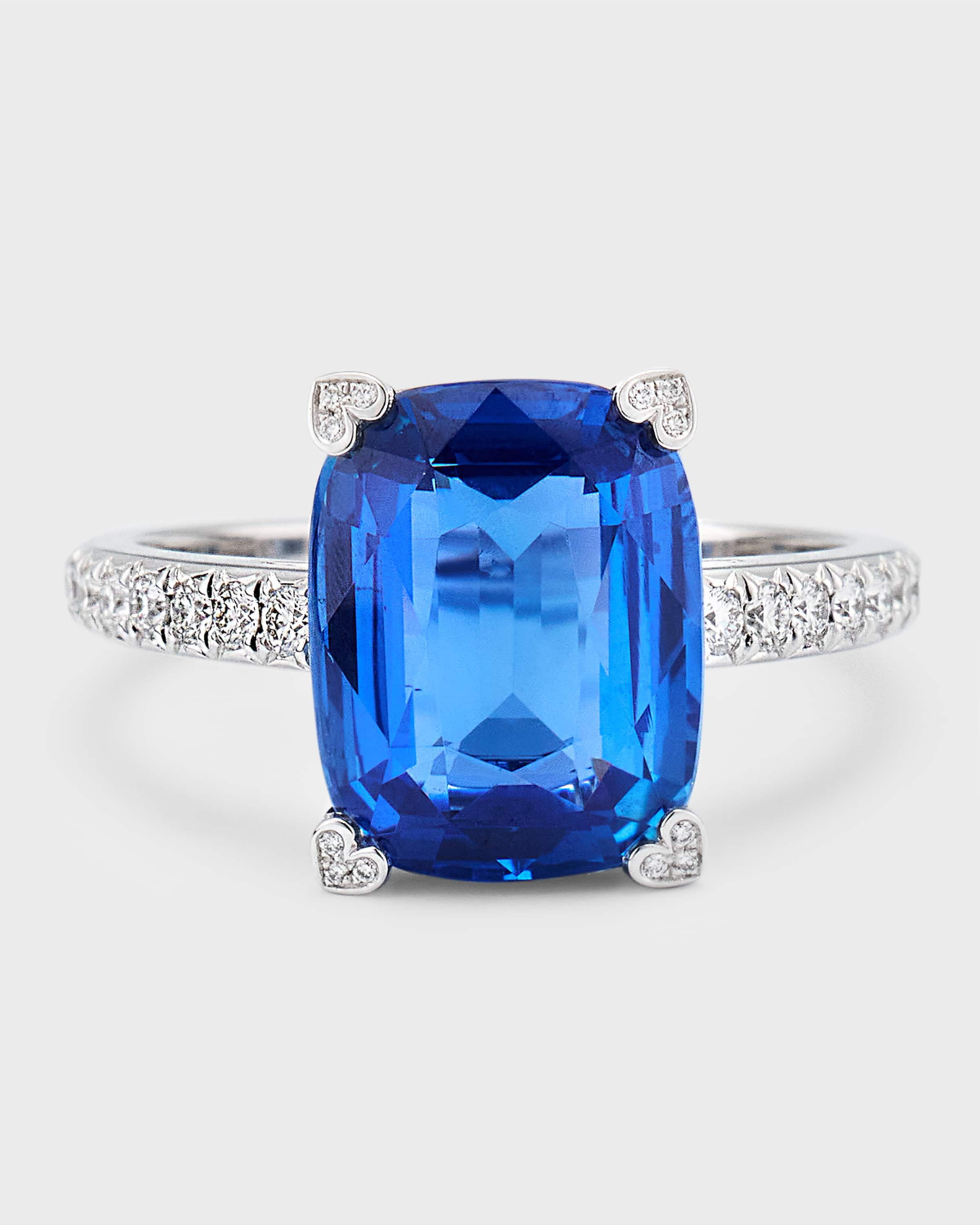 High Jewelry 18K White Gold One-of-a-Kind Blue Sapphire Solitaire Ring - 1