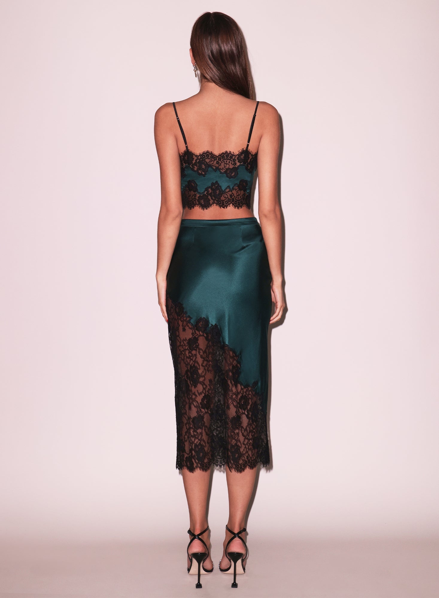 Silk & Lace Scallop Midi Skirt - 6