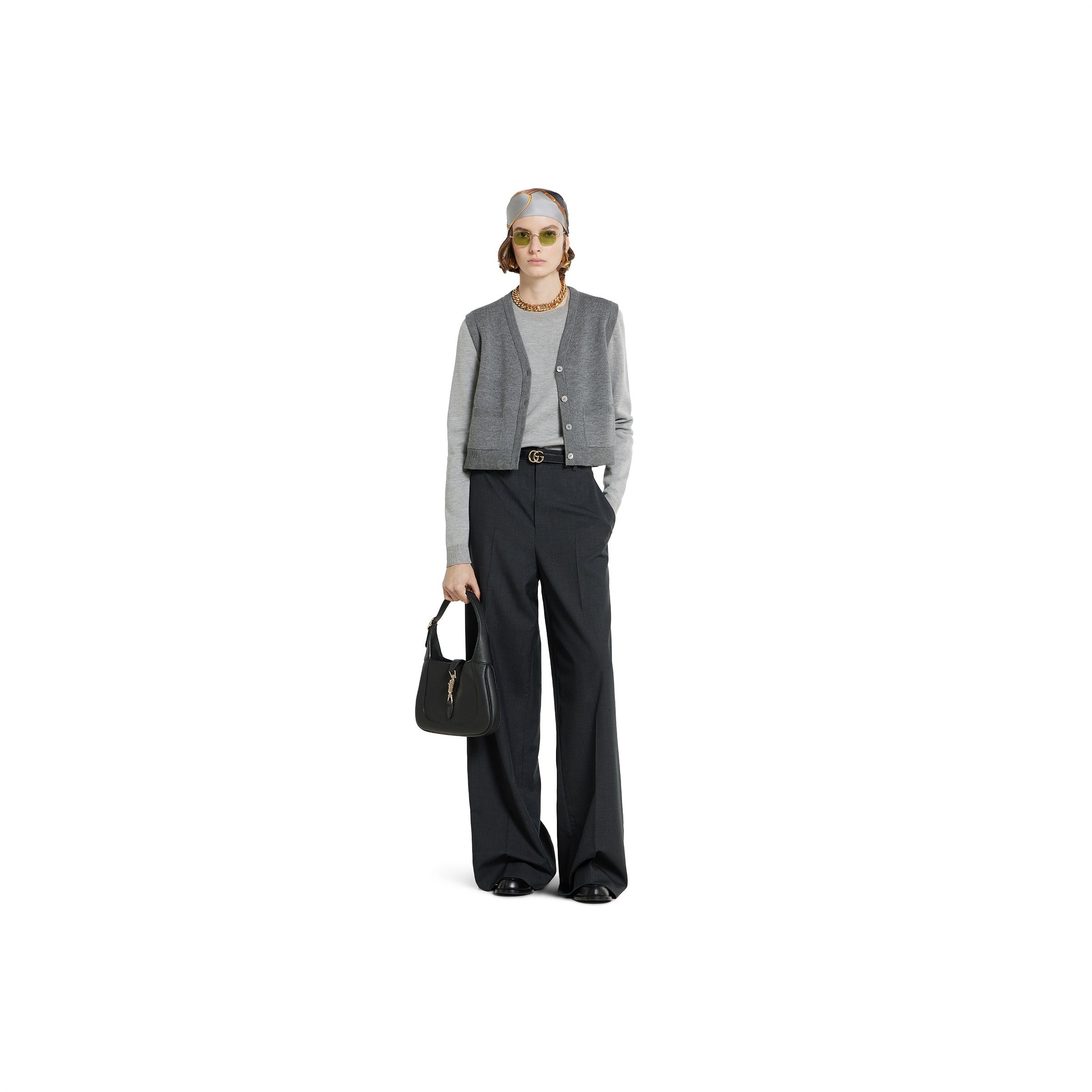 Wool silk top with vest overlay - 2