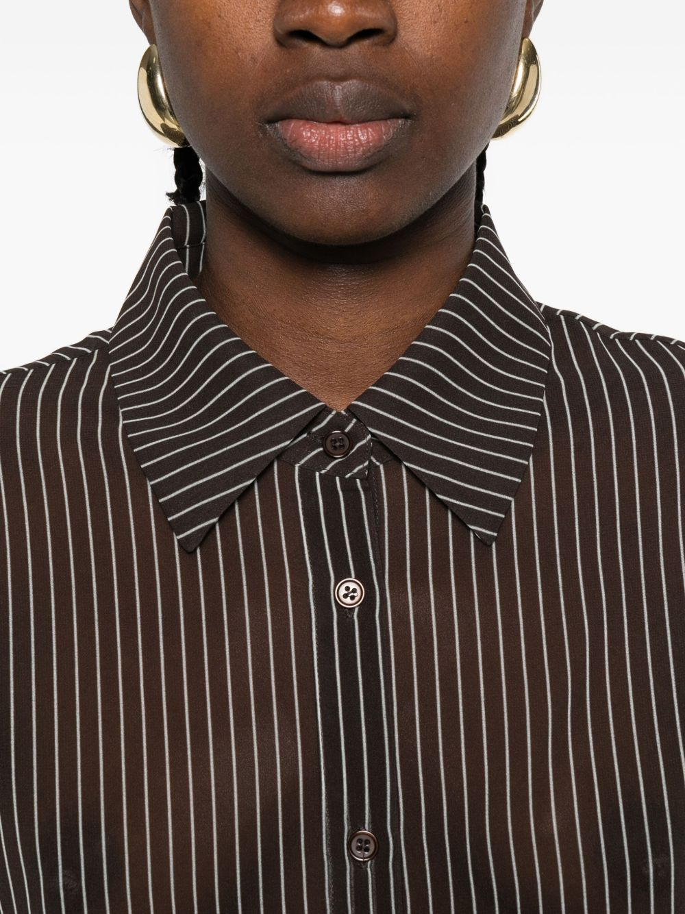striped button-fastening shirt - 5