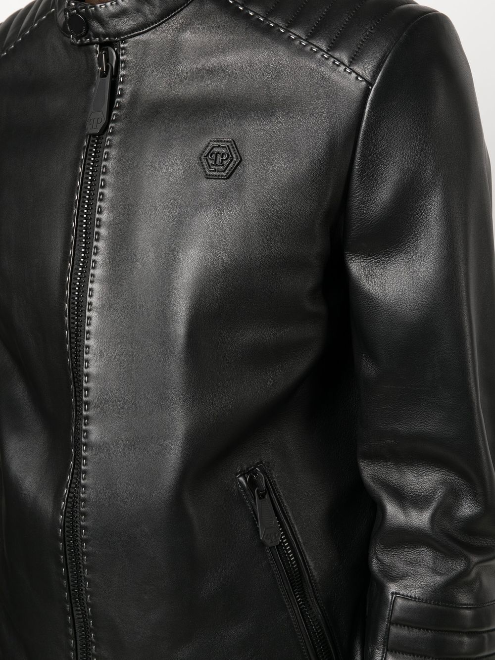 leather biker jacket - 5