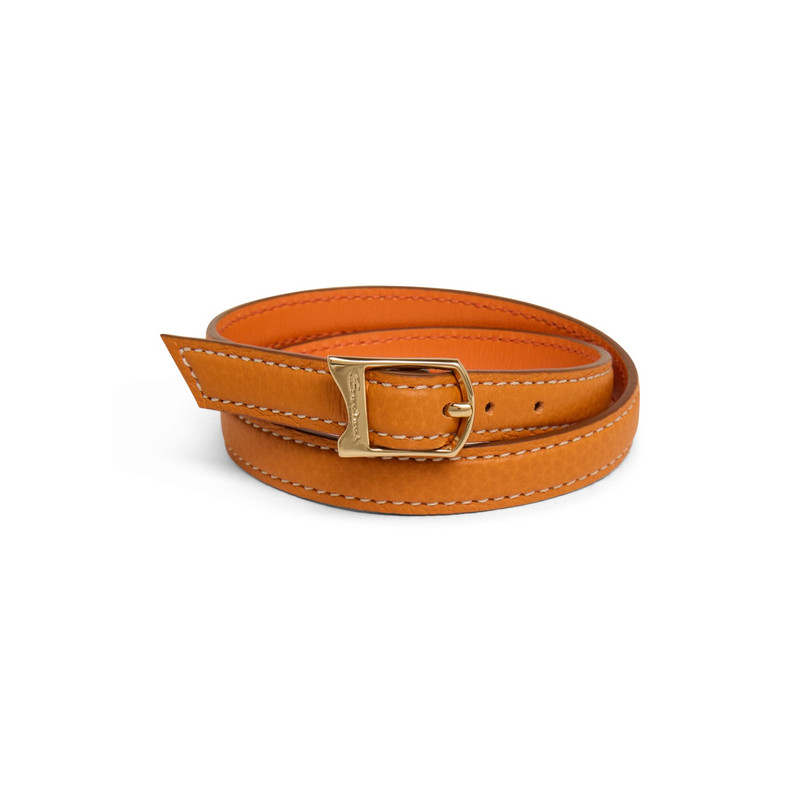 Orange tumbled leather bracelet 1