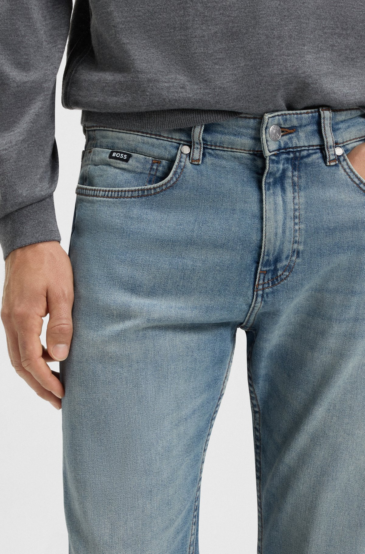 DELAWARE SLIM-FIT JEANS IN PURE-BLUE COMFORT-STRETCH DENIM - 5