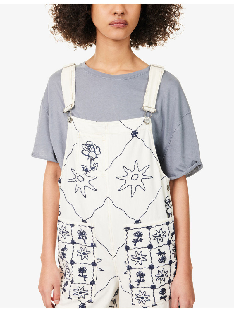 Rising Sun Embroidered Denim Overall 5