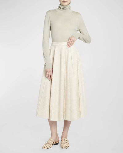 Loro Piana Fumiko Pleated Wool Silk Linen Midi Skirt outlook