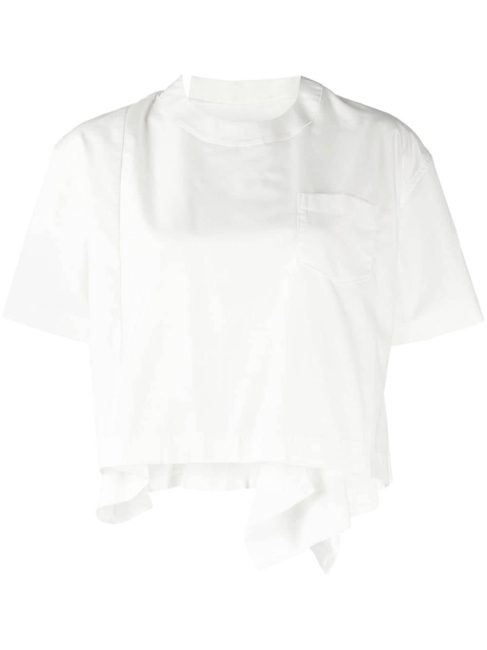 draped short-sleeve blouse - 1