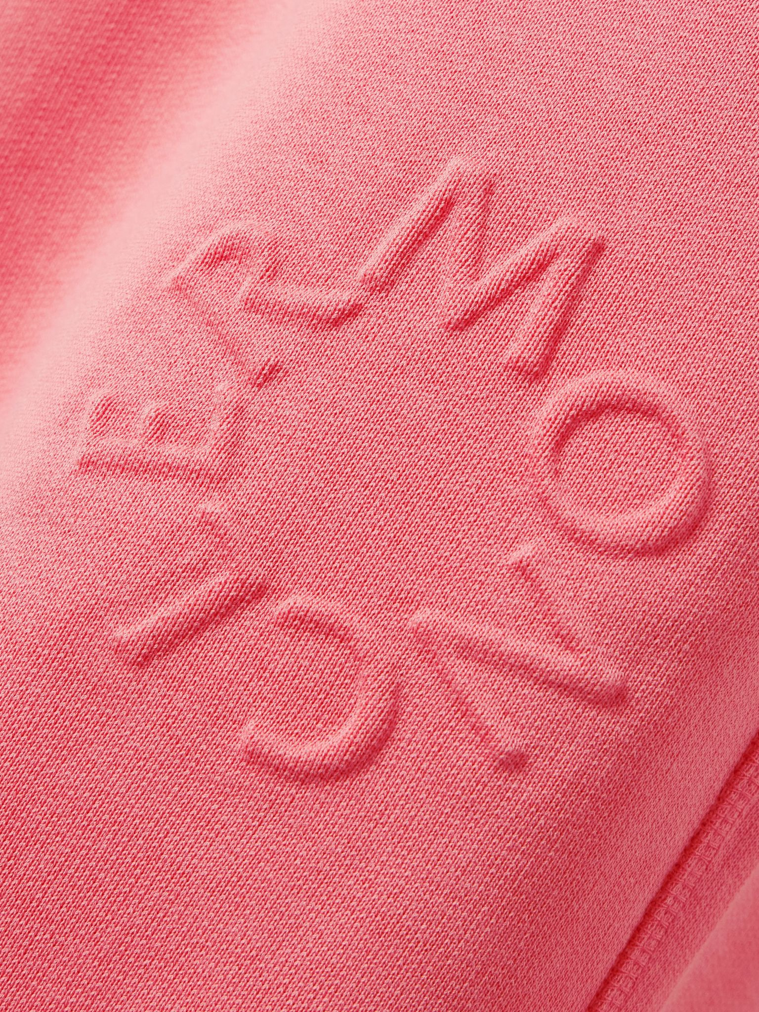 Embossed cotton-jersey tapered track pants Pink - 4