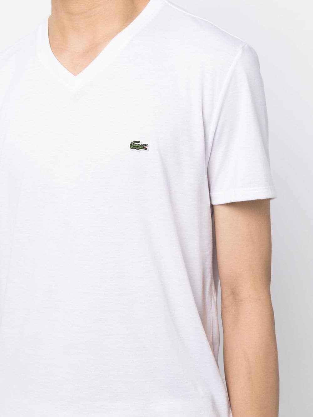 logo-patch V-neck cotton T-shirt - 5