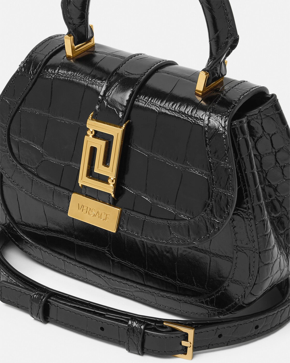 Women's Small crocodile embossed La Medusa bag, VERSACE