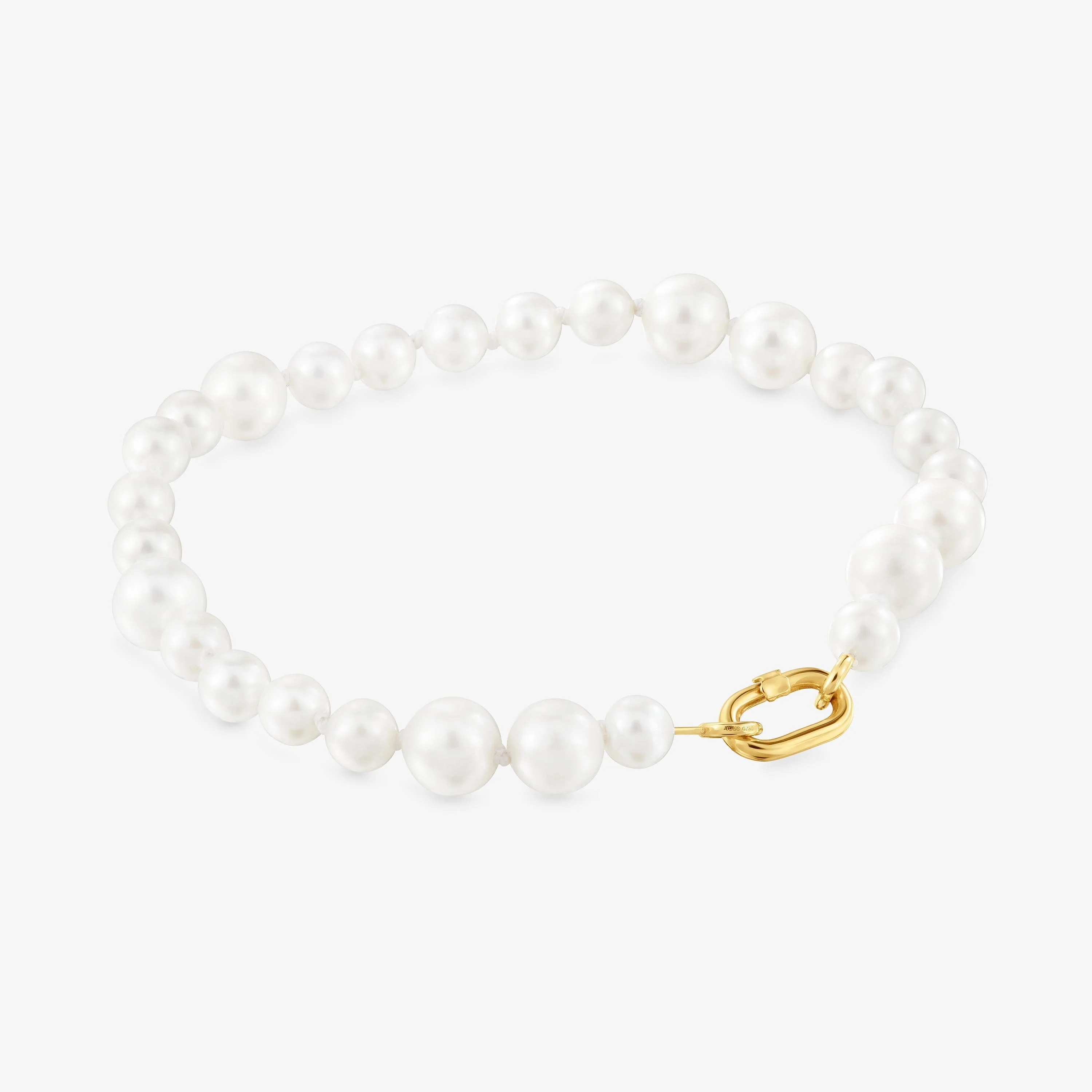 Hold Oval 18K solid gold Bracelet with cultured pearls - 1