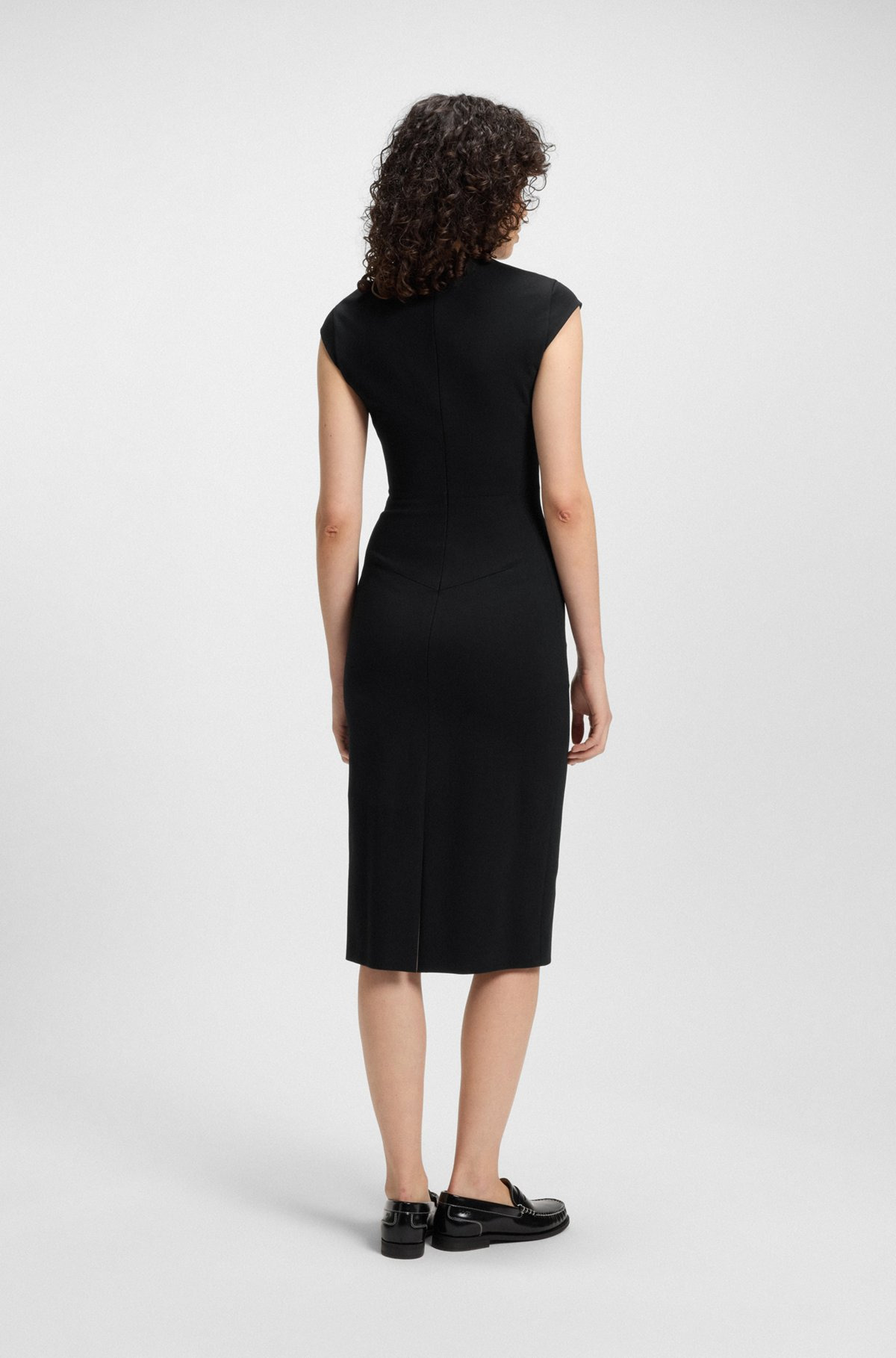 CAP-SLEEVE DRESS IN STRETCH FABRIC - 4