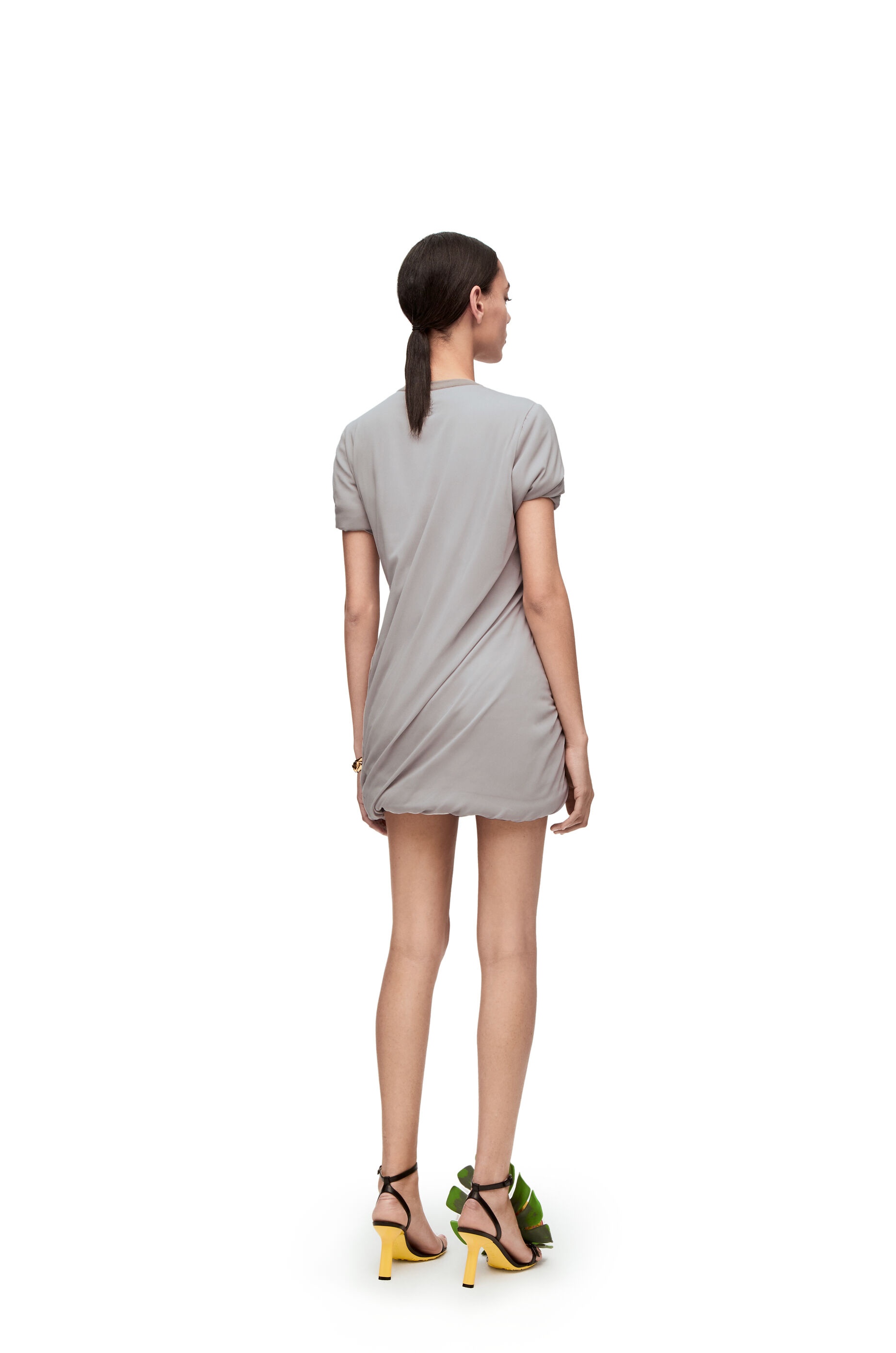 Padded mini dress in stretch silk chiffon - 4