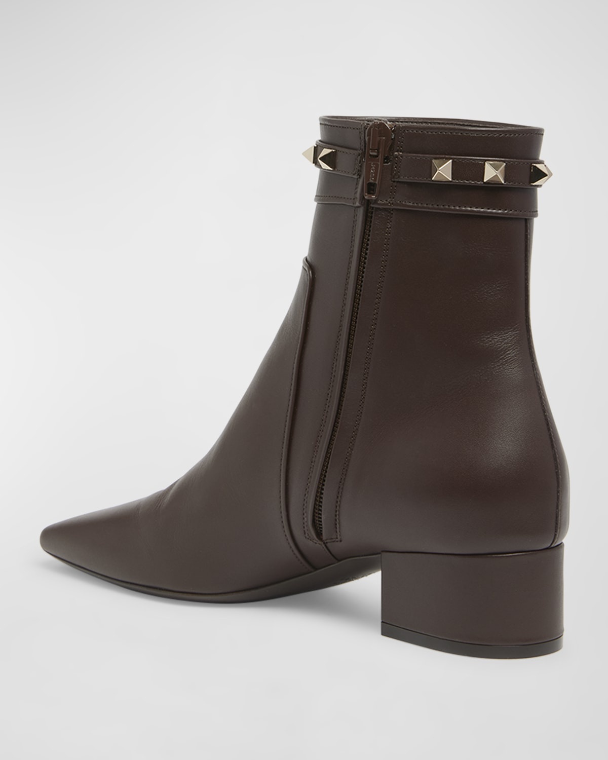 Rockstud Leather Buckle Ankle Booties - 4