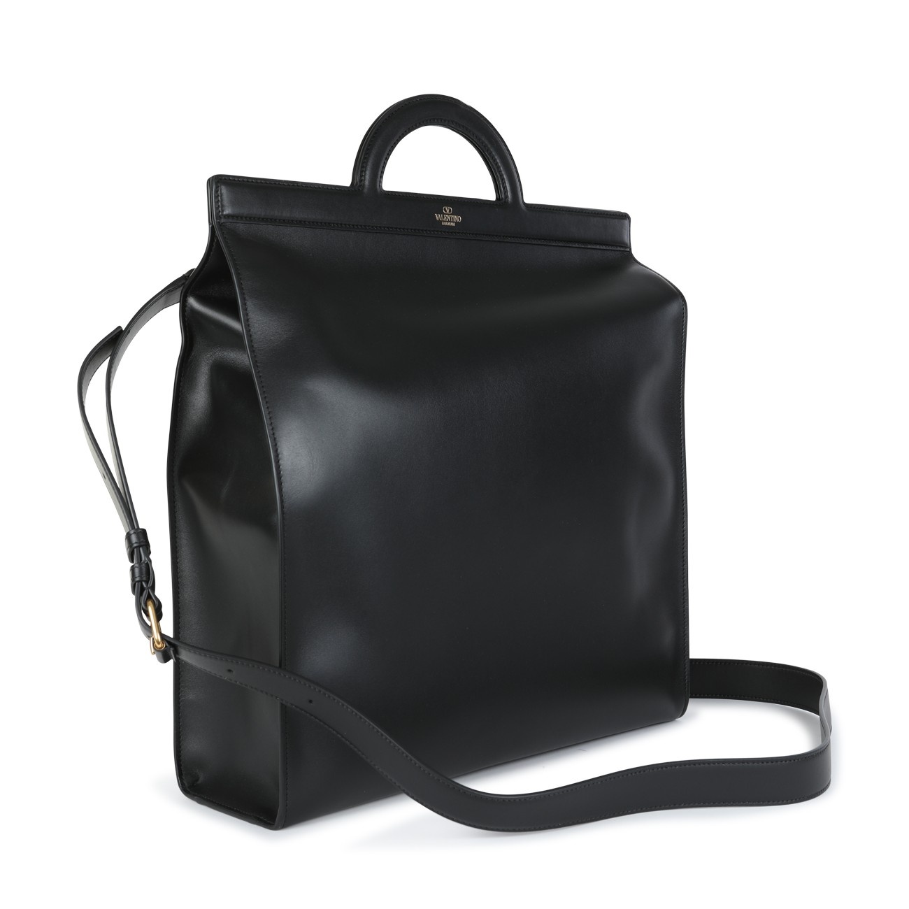 black leather tote bag - 2